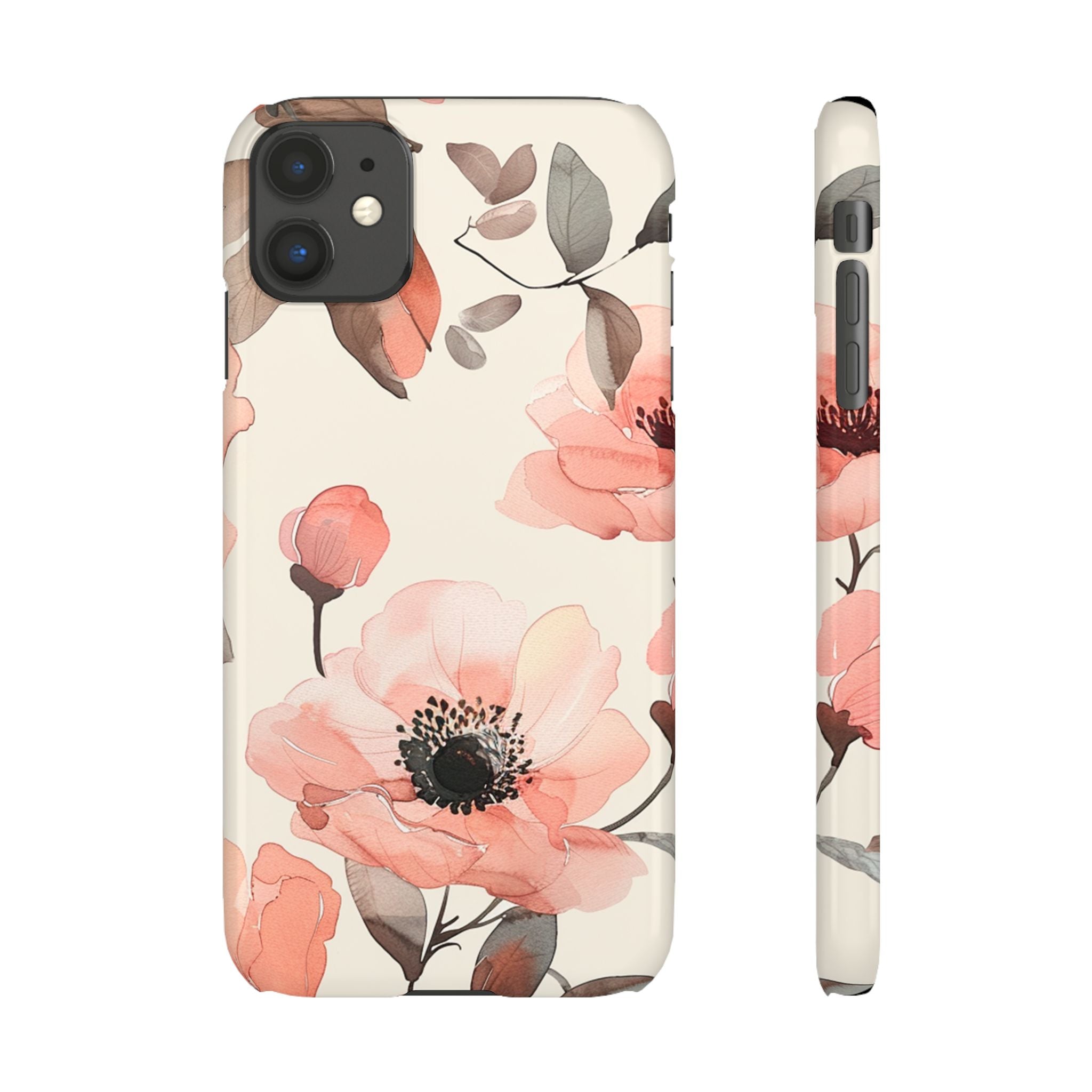 Floral Snap Phone Case — Blush Watercolor Poppies