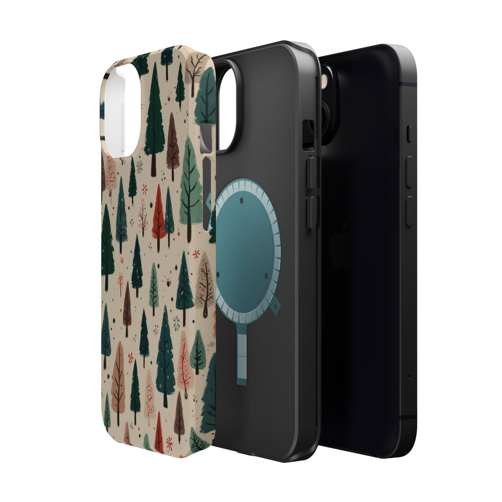 Forest Pattern Magnetic Impact-Resistant Phone Case — Winter Tree Design