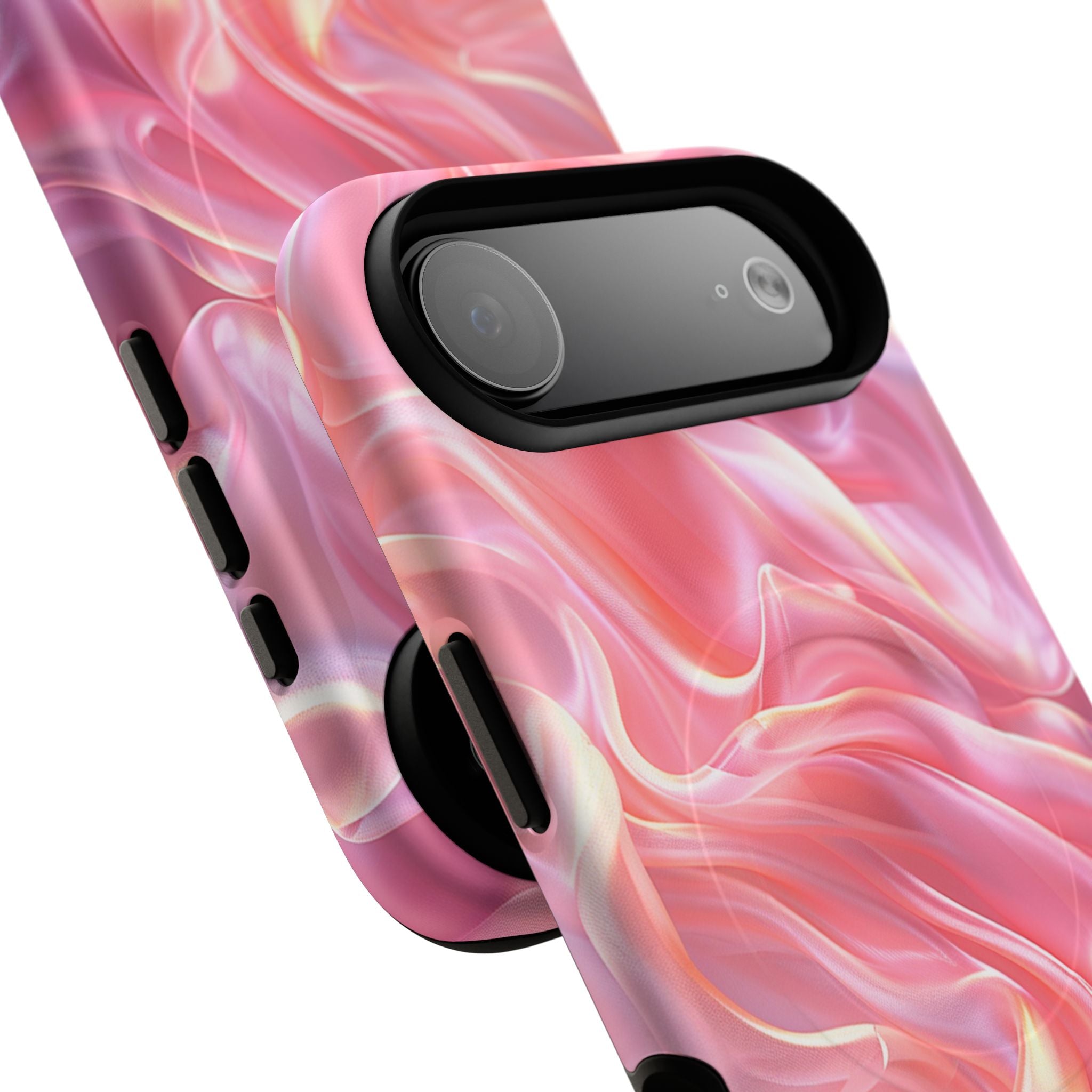 Pink Swirl Tough Magnetic Phone Case — Protective Magnetic iPhone Cover with Iridescent Marble Design