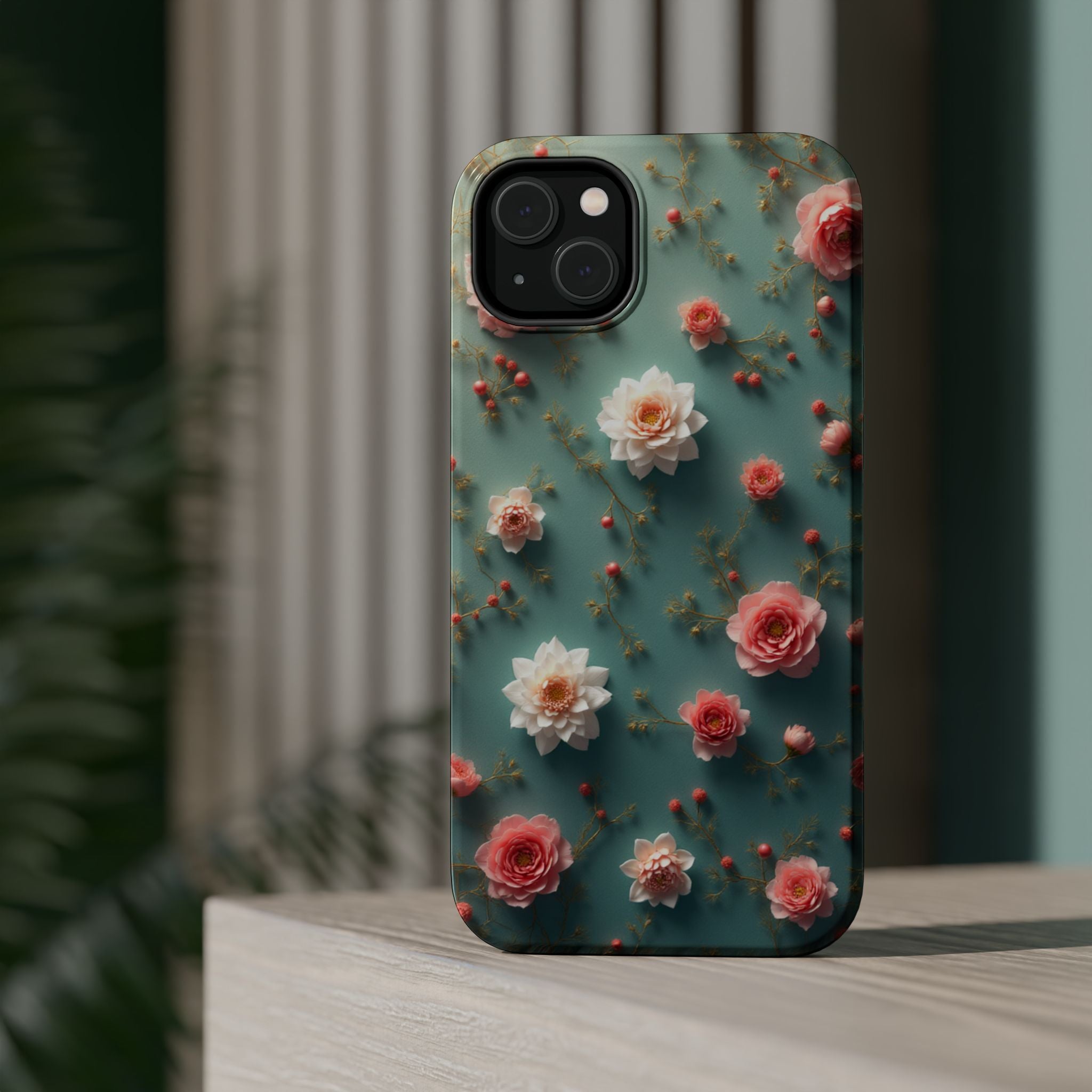 Floral Rose Pattern Magnetic Impact-Resistant Phone Case