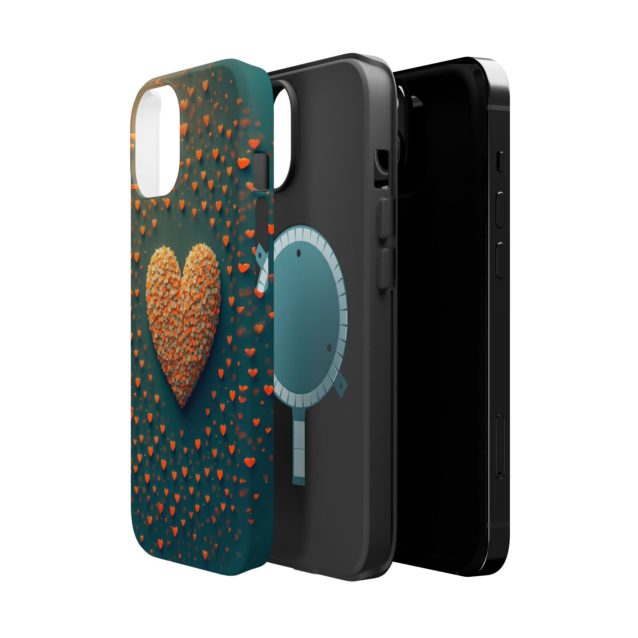 Magnetic Impact-Resistant Phone Case — Textured Heart Confetti Design