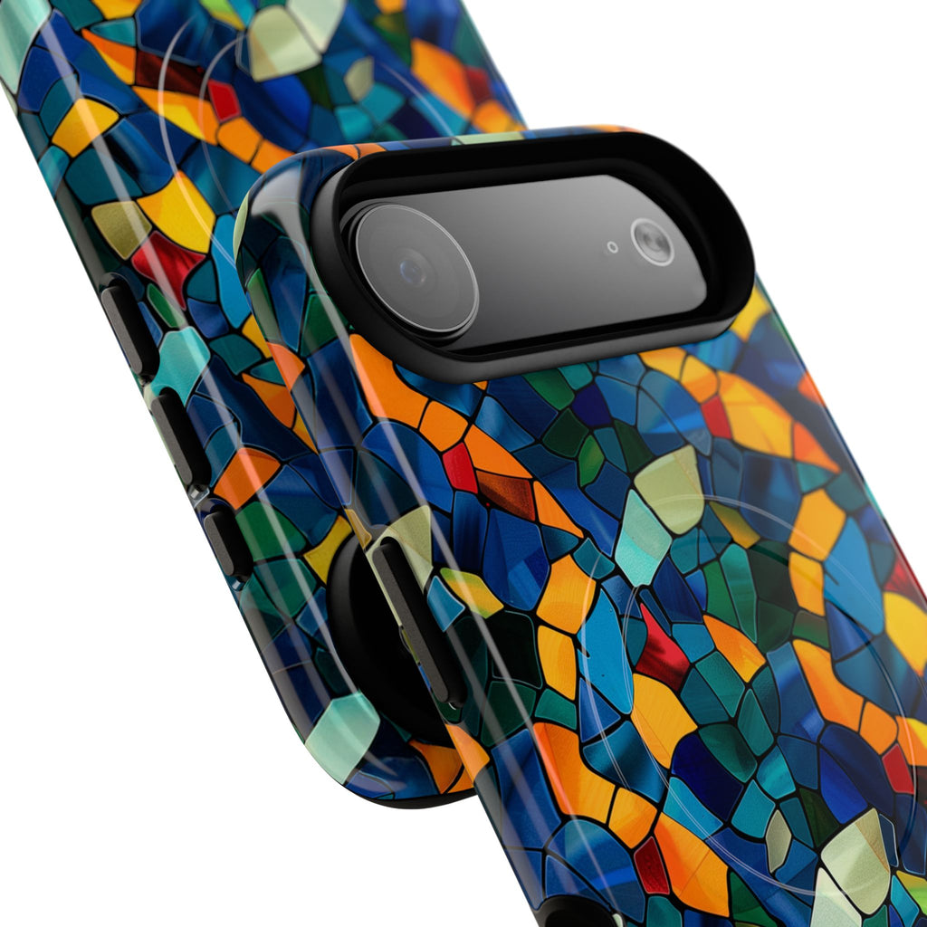 Stained Glass Mosaic Tough Magnetic Phone Case — Vibrant Abstract Protective Cover