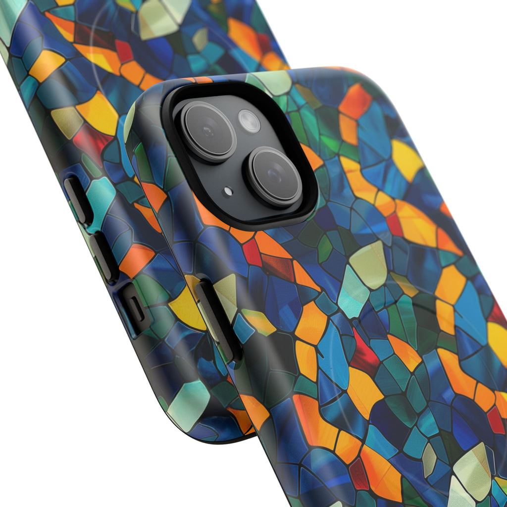 Stained Glass Mosaic Tough Magnetic Phone Case — Vibrant Abstract Protective Cover