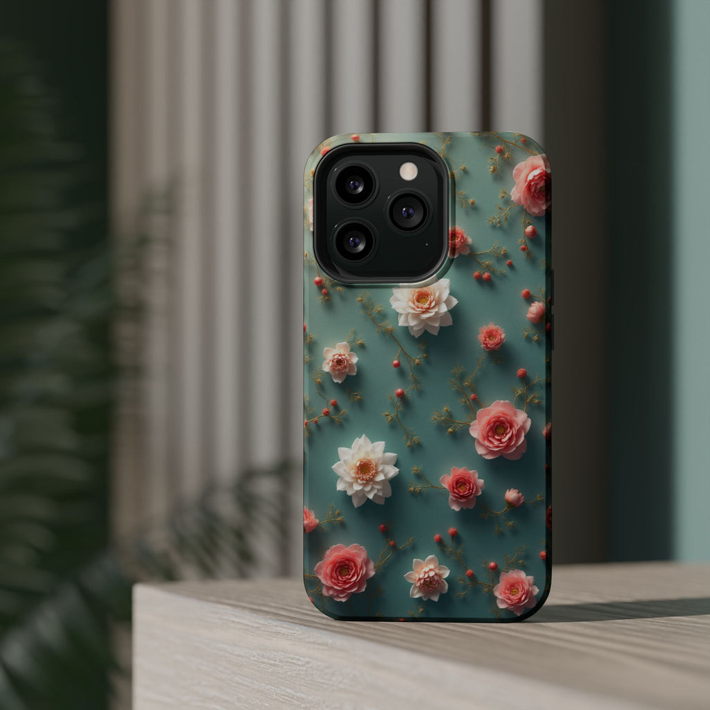 Floral Rose Pattern Magnetic Impact-Resistant Phone Case