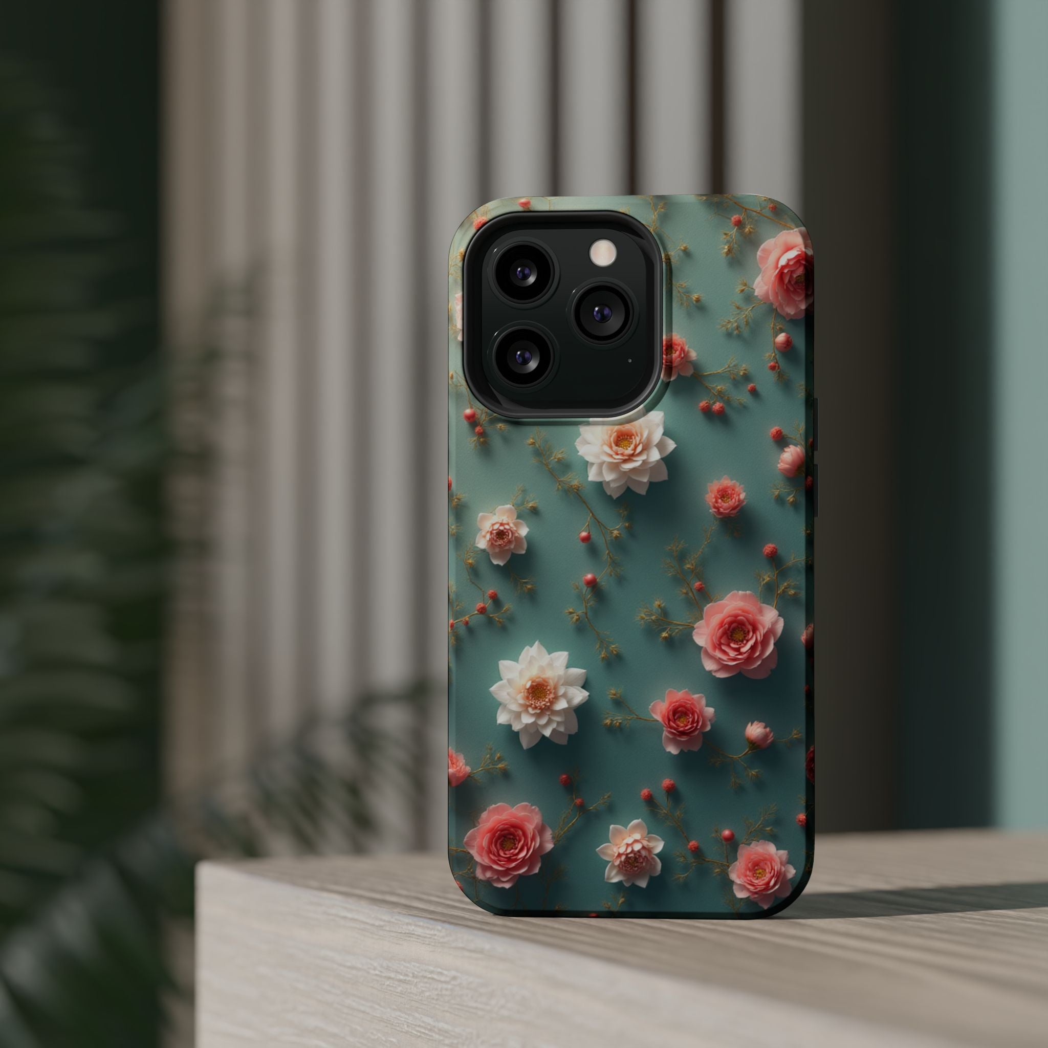 Floral Rose Pattern Magnetic Impact-Resistant Phone Case