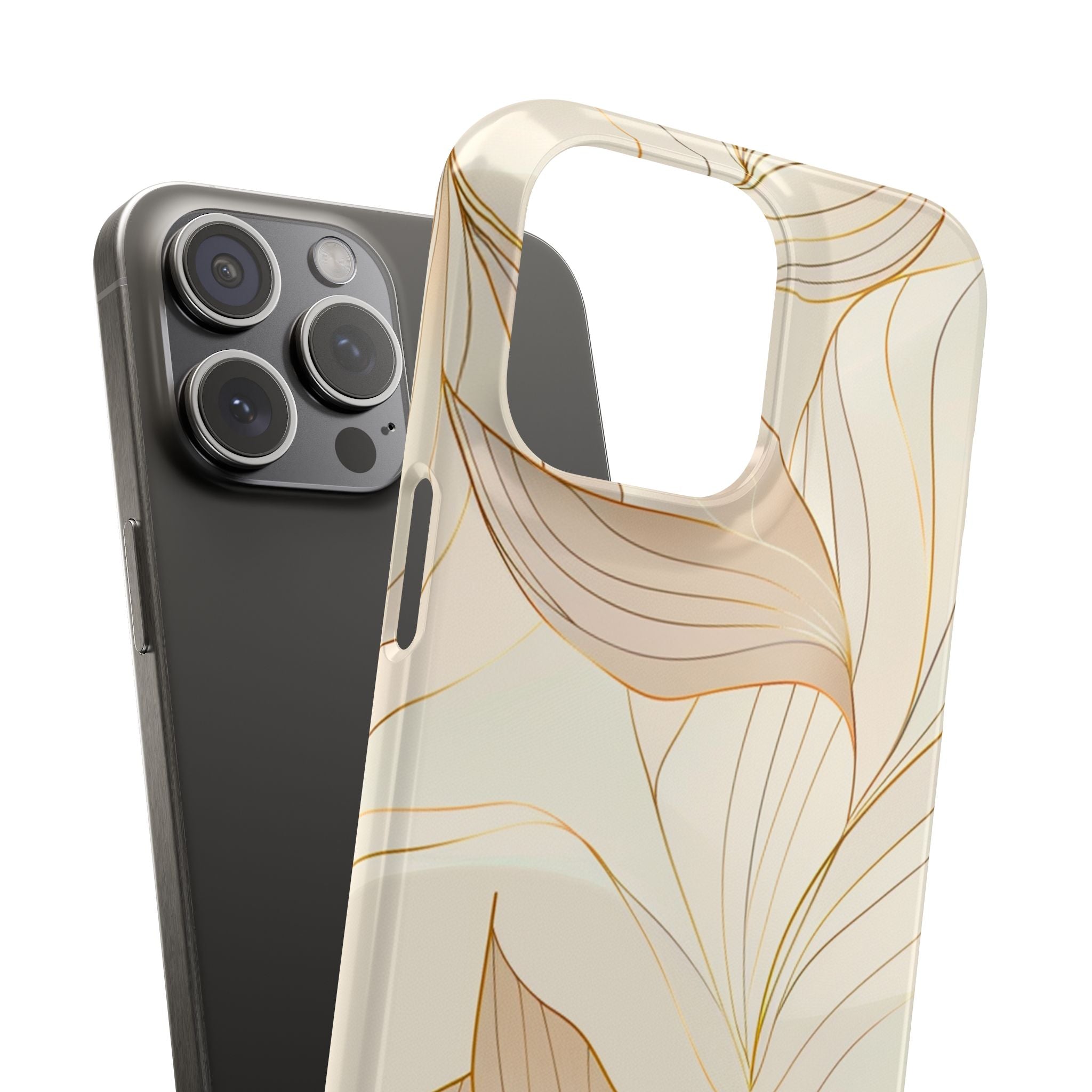 Floral Gold Leaf Phone Case — Elegant Neutral Botanical Snap Case
