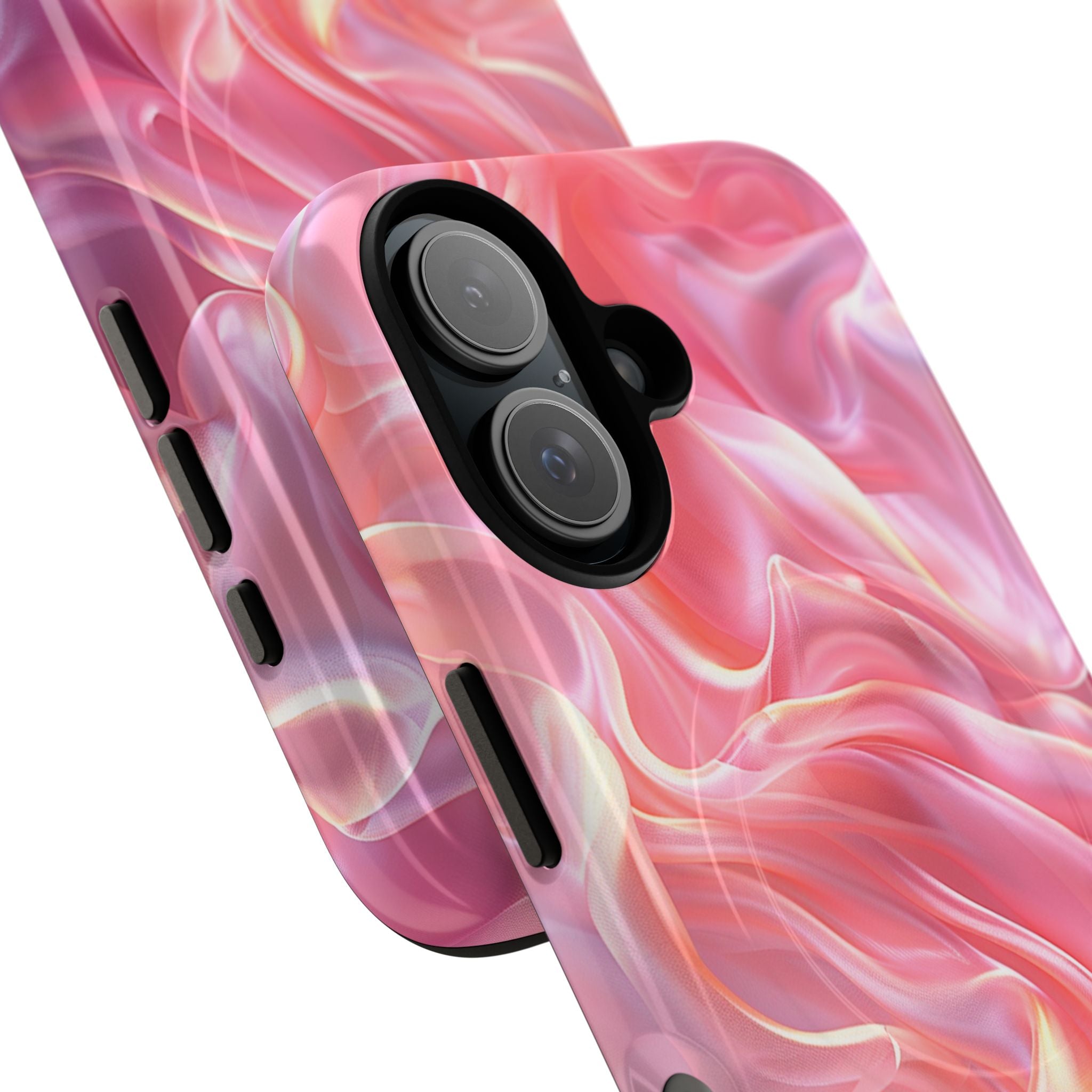 Pink Swirl Tough Magnetic Phone Case — Protective Magnetic iPhone Cover with Iridescent Marble Design