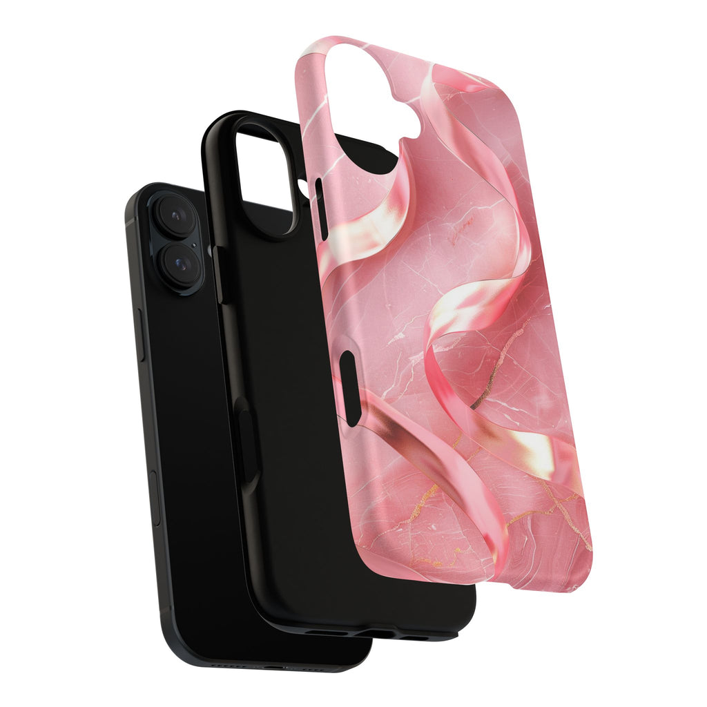Pink Marble Tough Magnetic Phone Case — Abstract Rose Swirl Magnetic iPhone Cover