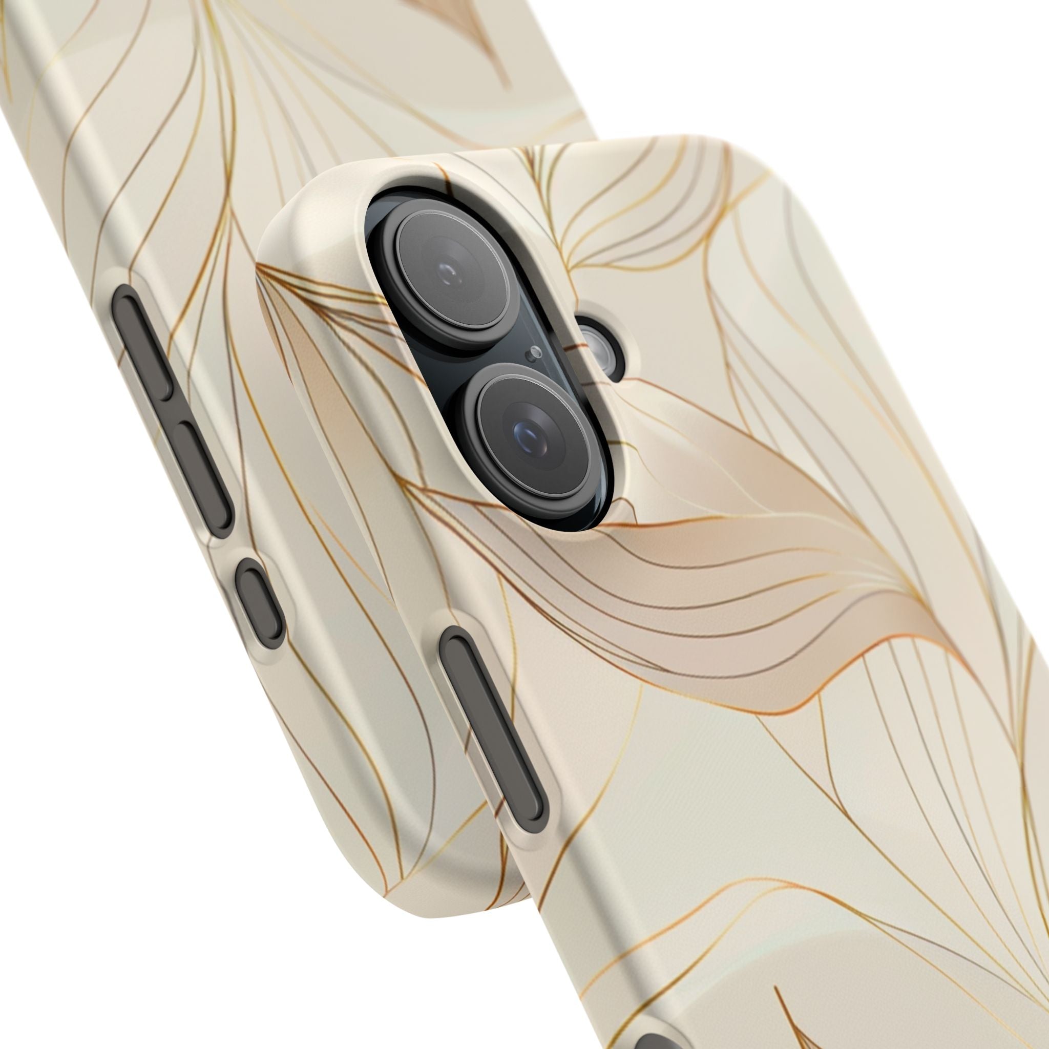 Floral Gold Leaf Phone Case — Elegant Neutral Botanical Snap Case