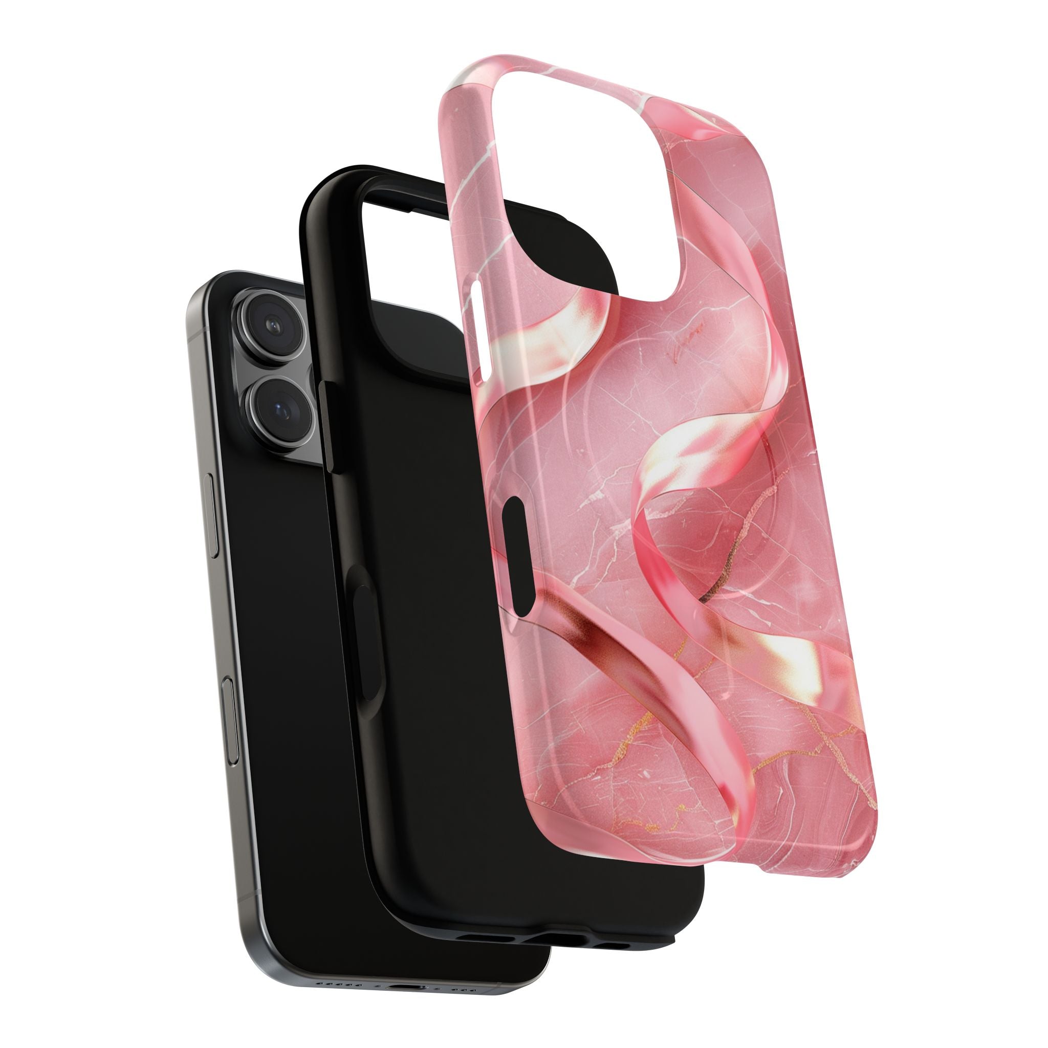 Pink Marble Tough Magnetic Phone Case — Abstract Rose Swirl Magnetic iPhone Cover