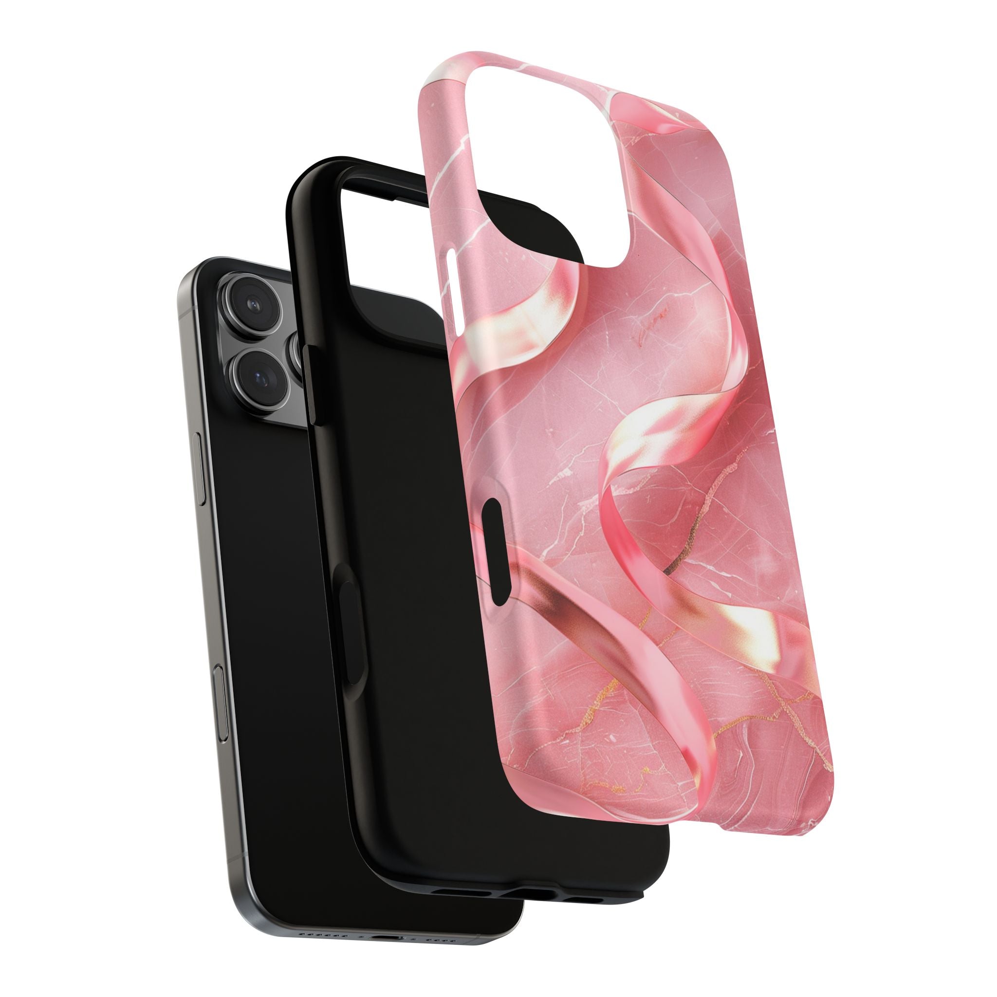 Pink Marble Tough Magnetic Phone Case — Abstract Rose Swirl Magnetic iPhone Cover