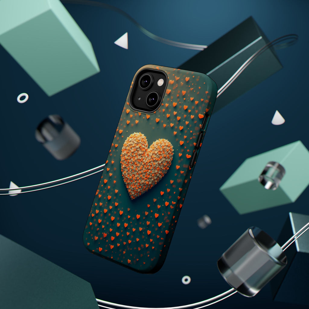 Magnetic Impact-Resistant Phone Case — Textured Heart Confetti Design