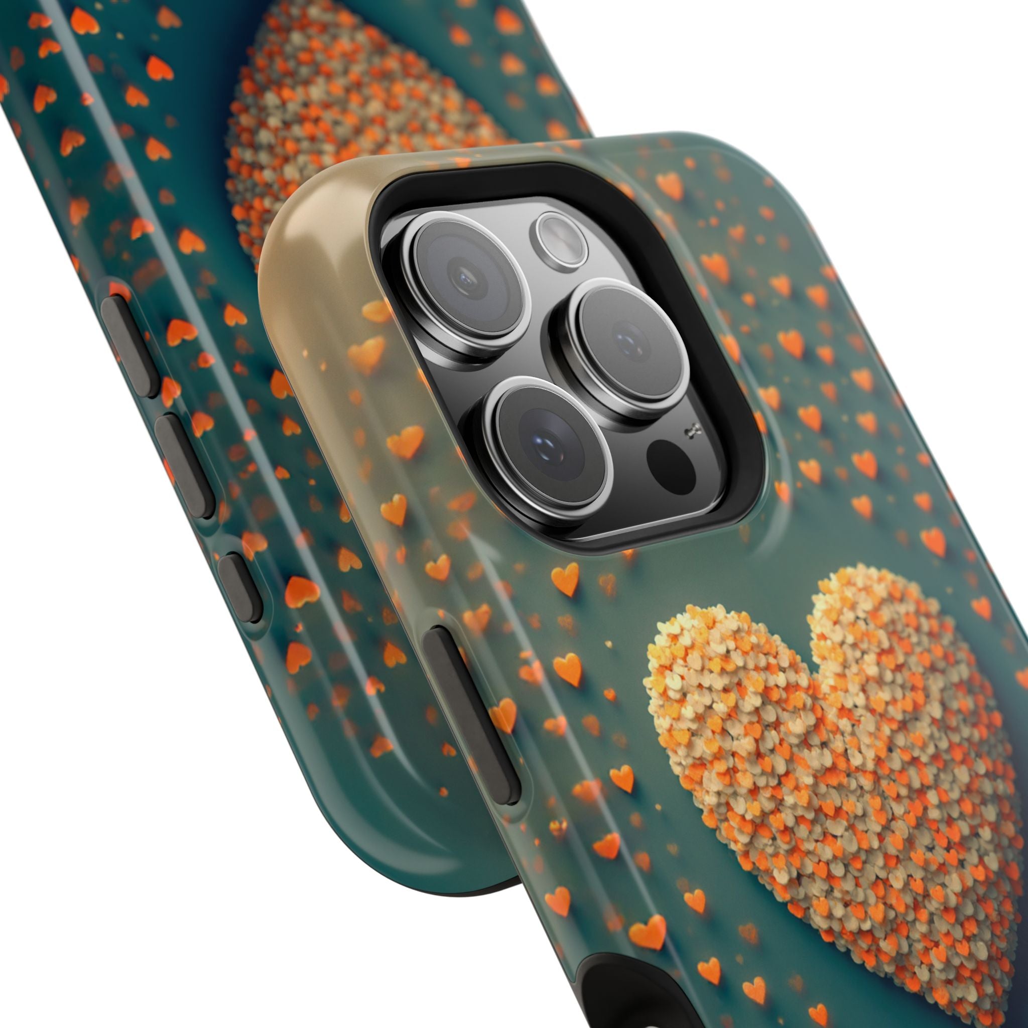 Magnetic Impact-Resistant Phone Case — Textured Heart Confetti Design