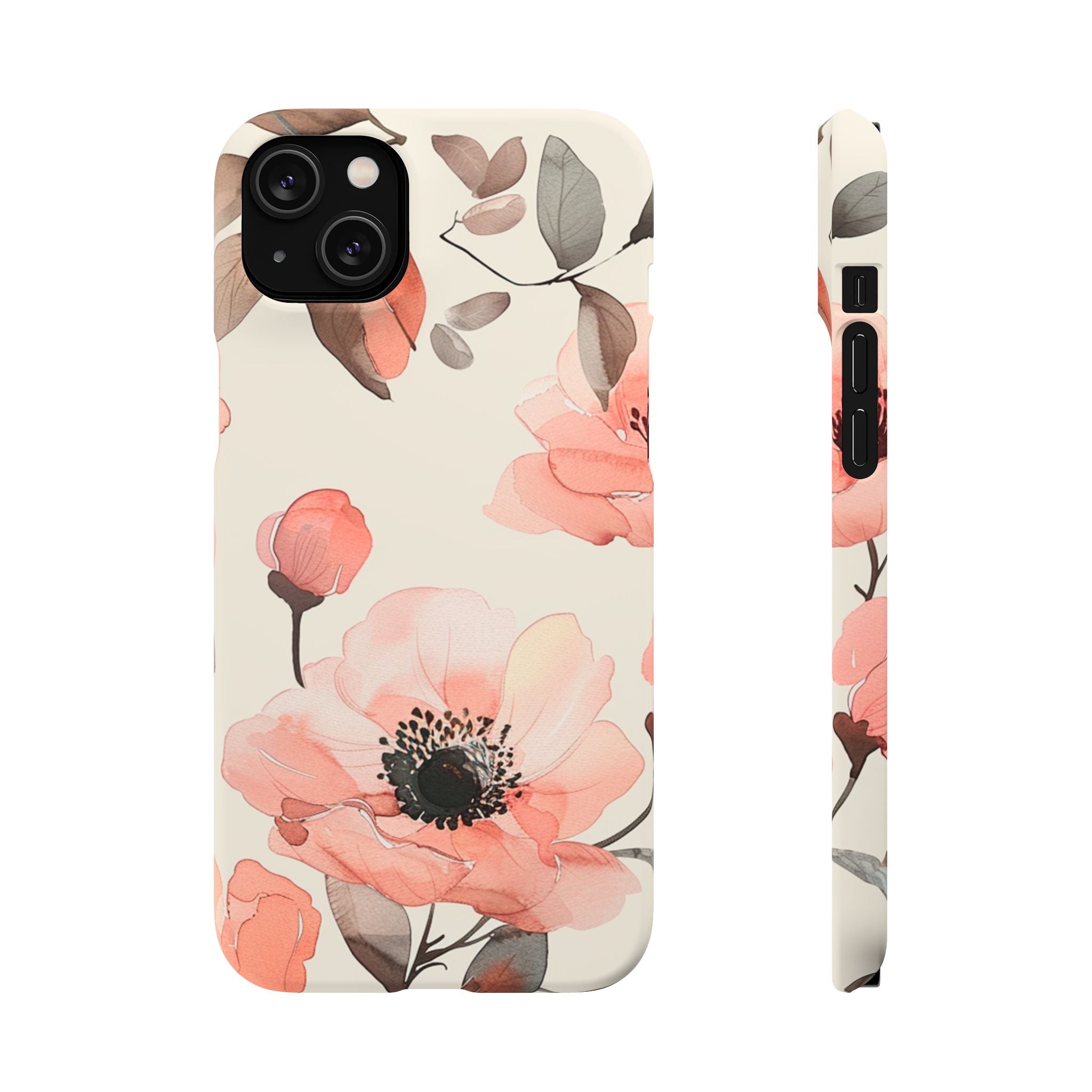 Floral Snap Phone Case — Blush Watercolor Poppies