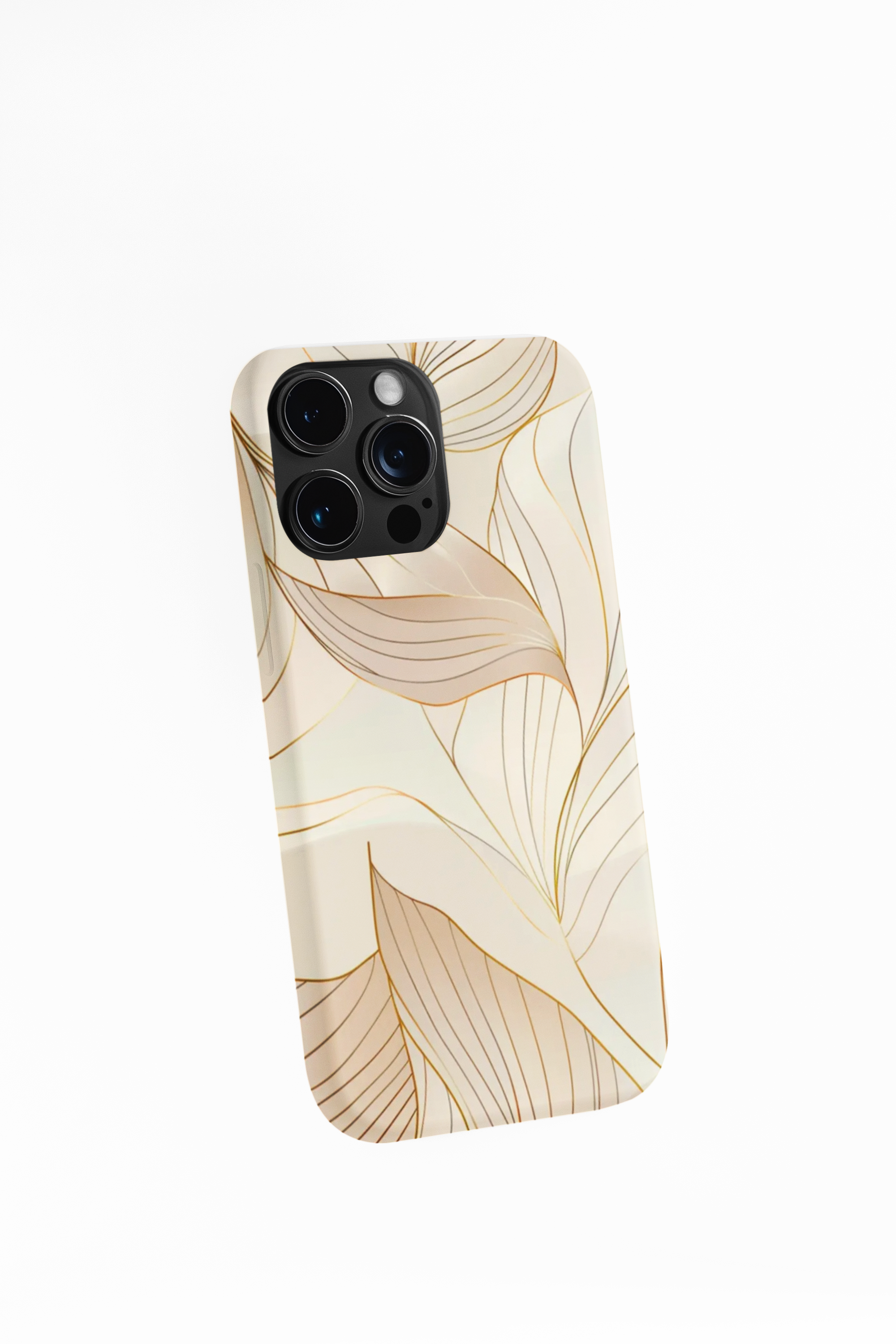 Floral Gold Leaf Phone Case — Elegant Neutral Botanical Snap Case