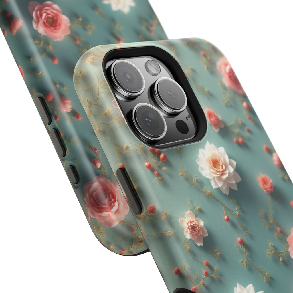 Floral Rose Pattern Magnetic Impact-Resistant Phone Case