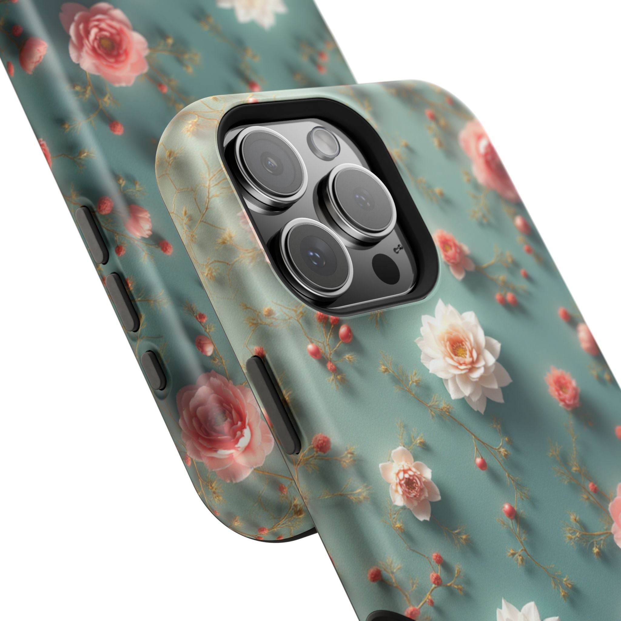 Floral Rose Pattern Magnetic Impact-Resistant Phone Case