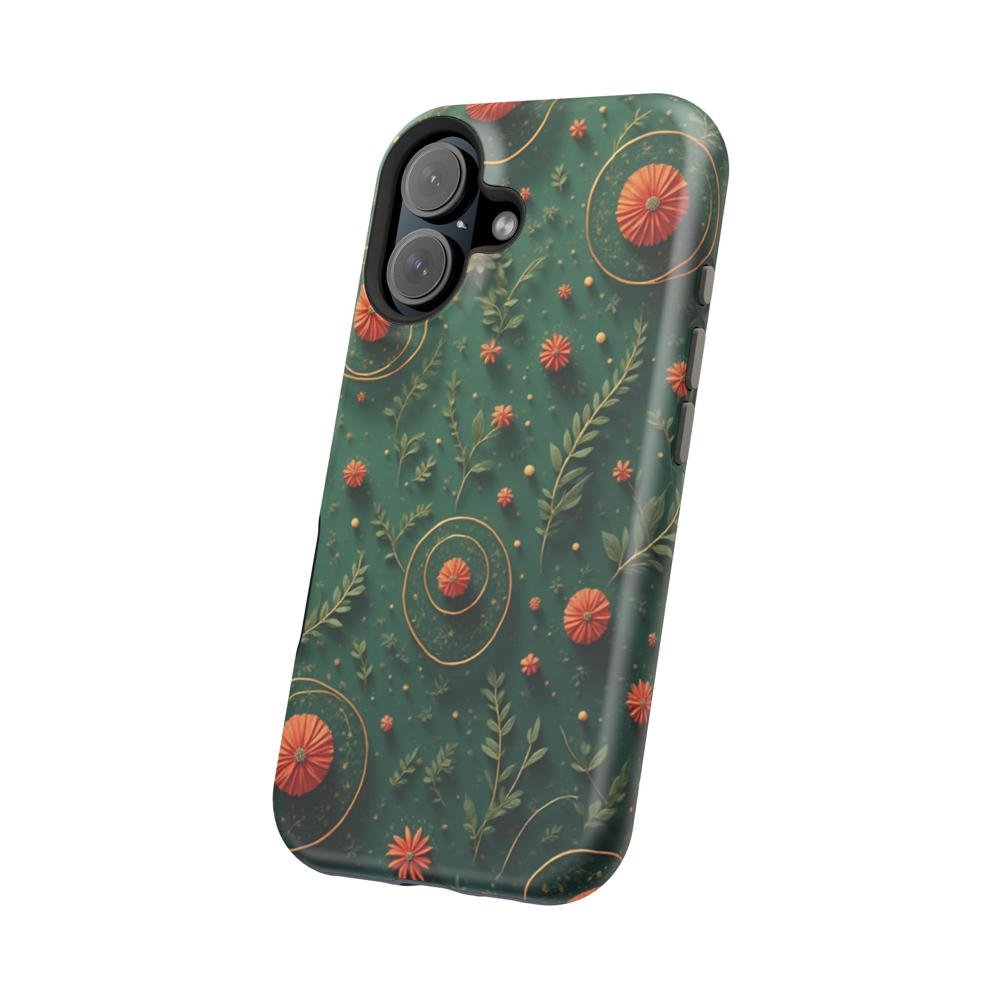 Floral Green Magnetic Impact Phone Case — Protective Botanical Design