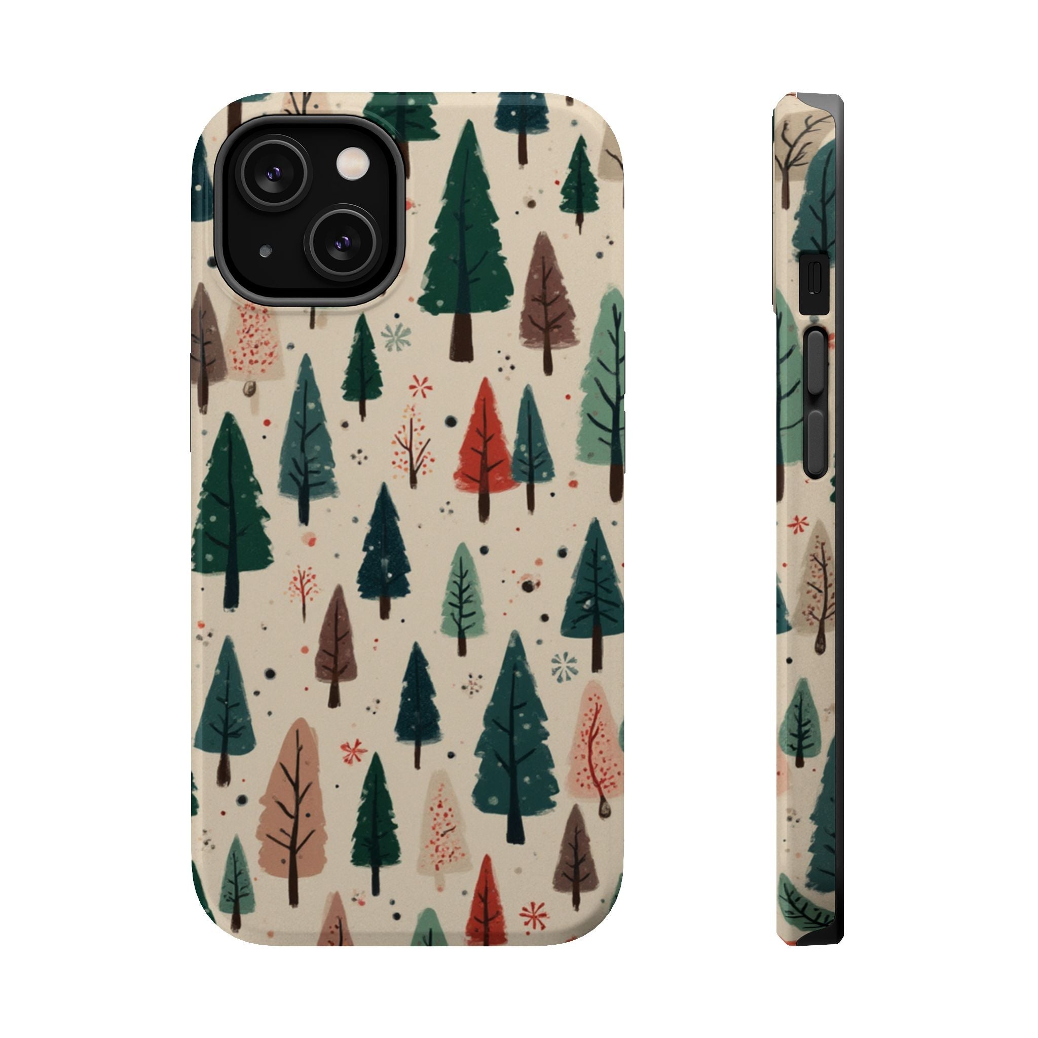 Forest Pattern Magnetic Impact-Resistant Phone Case — Winter Tree Design