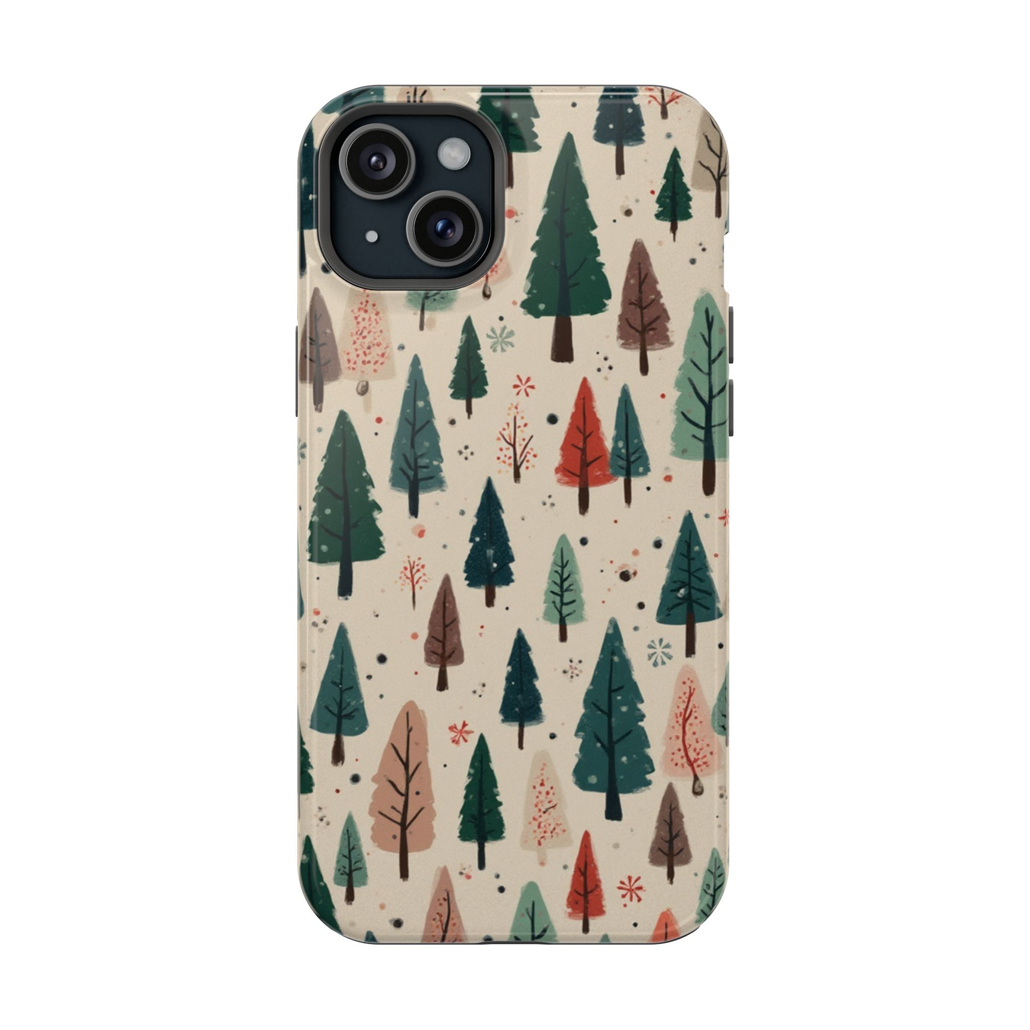 Forest Pattern Magnetic Impact-Resistant Phone Case — Winter Tree Design