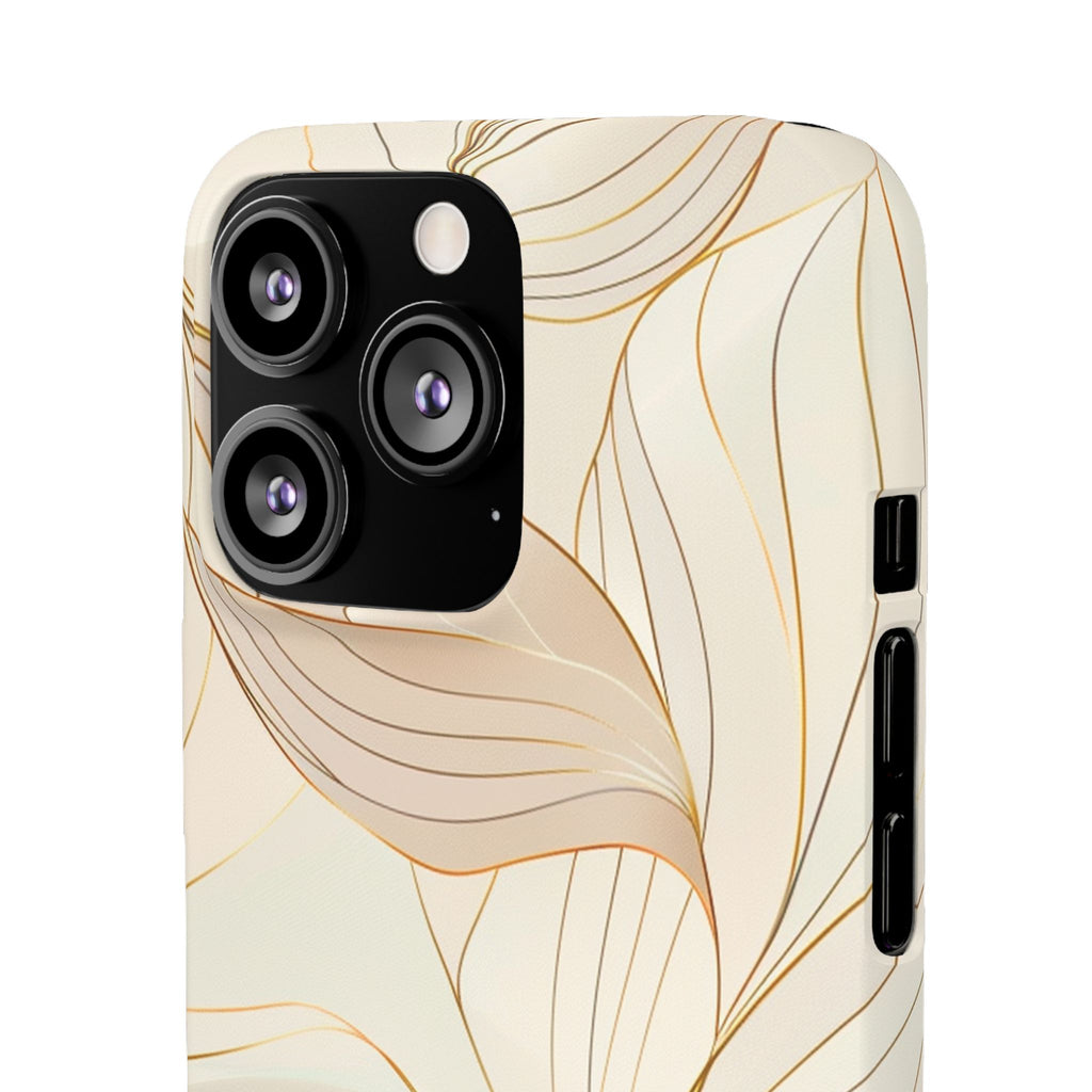 Floral Gold Leaf Phone Case — Elegant Neutral Botanical Snap Case