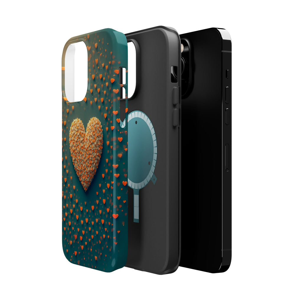 Magnetic Impact-Resistant Phone Case — Textured Heart Confetti Design