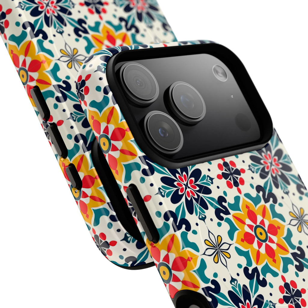 Floral Mosaic Tough Magnetic Phone Case — Colorful Boho Protective Cover