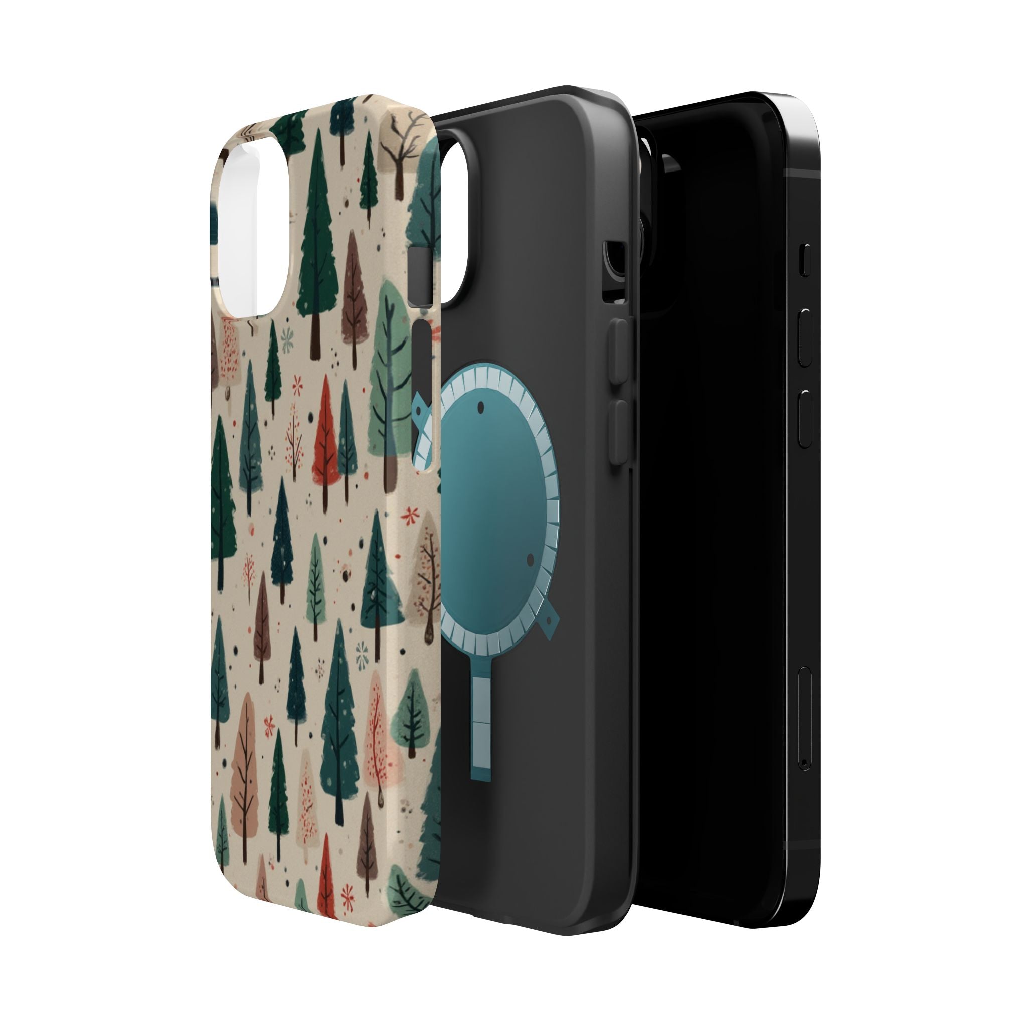 Forest Pattern Magnetic Impact-Resistant Phone Case — Winter Tree Design