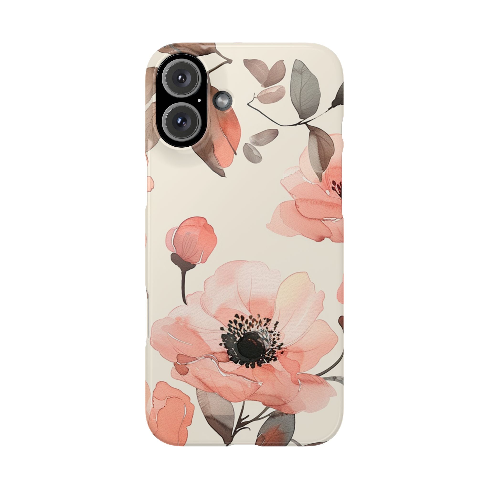 Floral Snap Phone Case — Blush Watercolor Poppies
