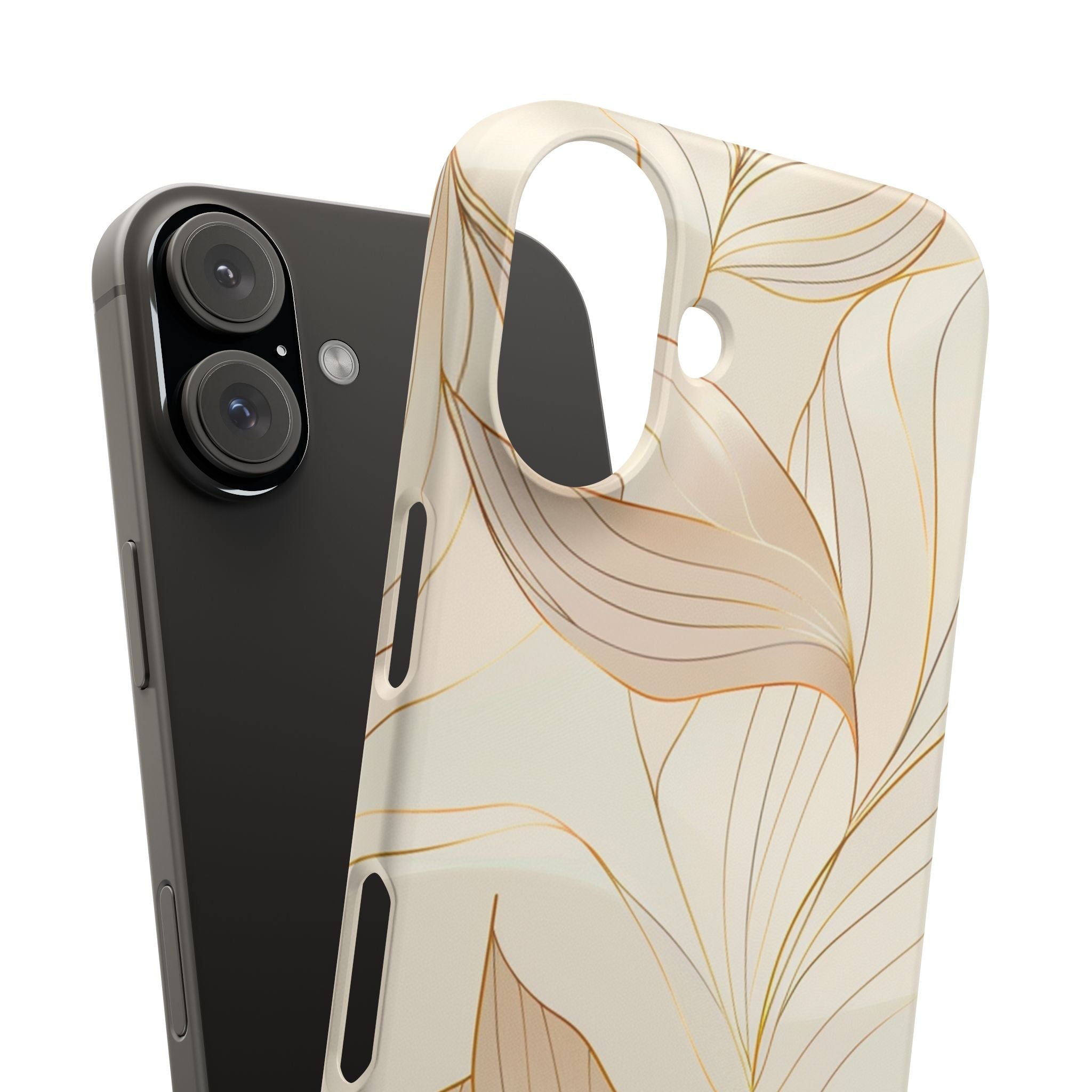 Floral Gold Leaf Phone Case — Elegant Neutral Botanical Snap Case