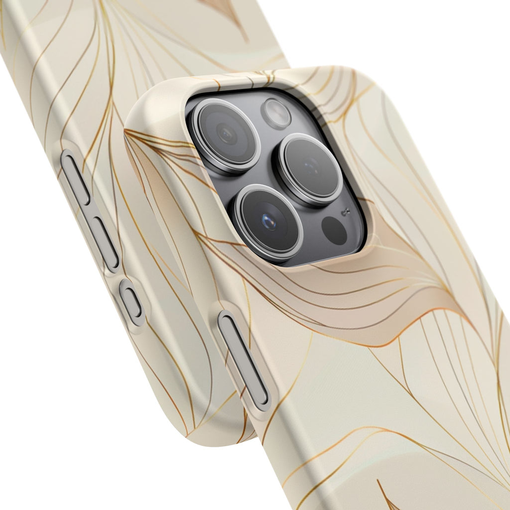 Floral Gold Leaf Phone Case — Elegant Neutral Botanical Snap Case