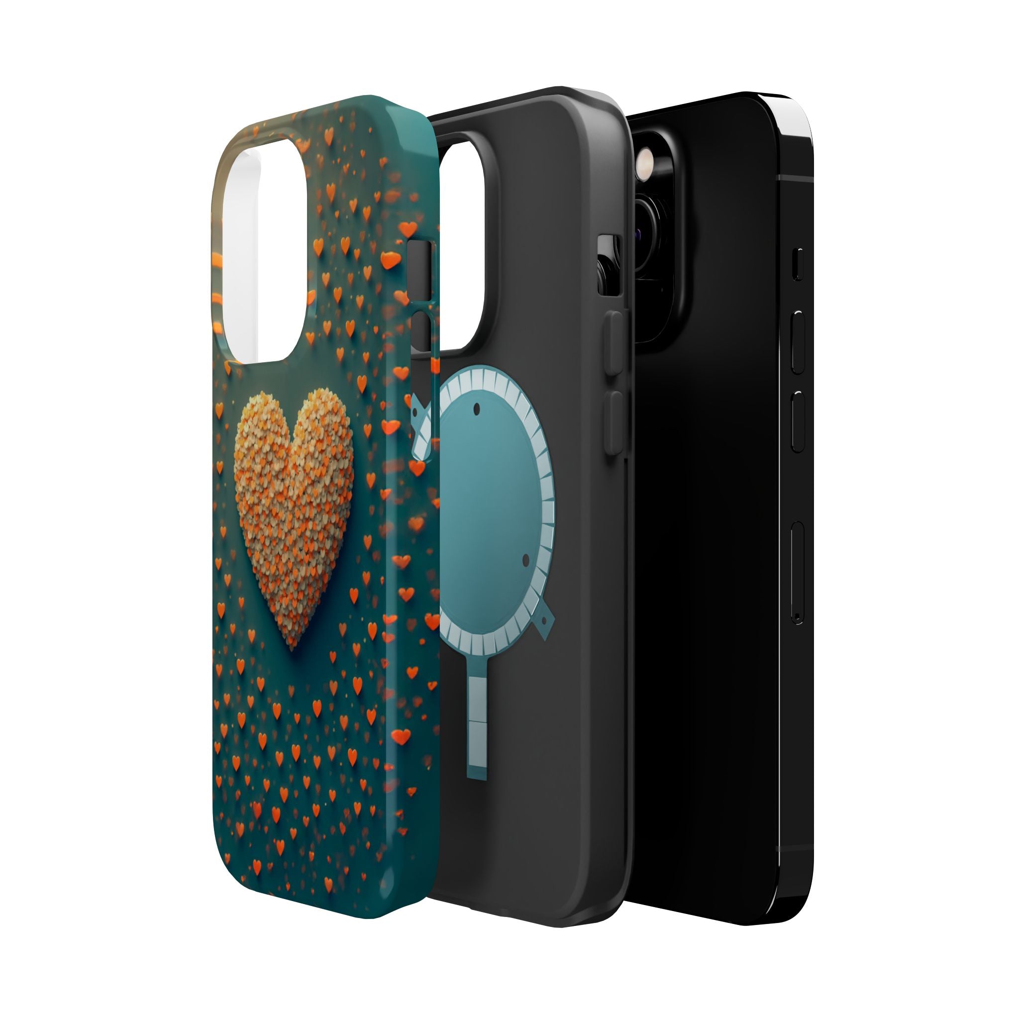 Magnetic Impact-Resistant Phone Case — Textured Heart Confetti Design