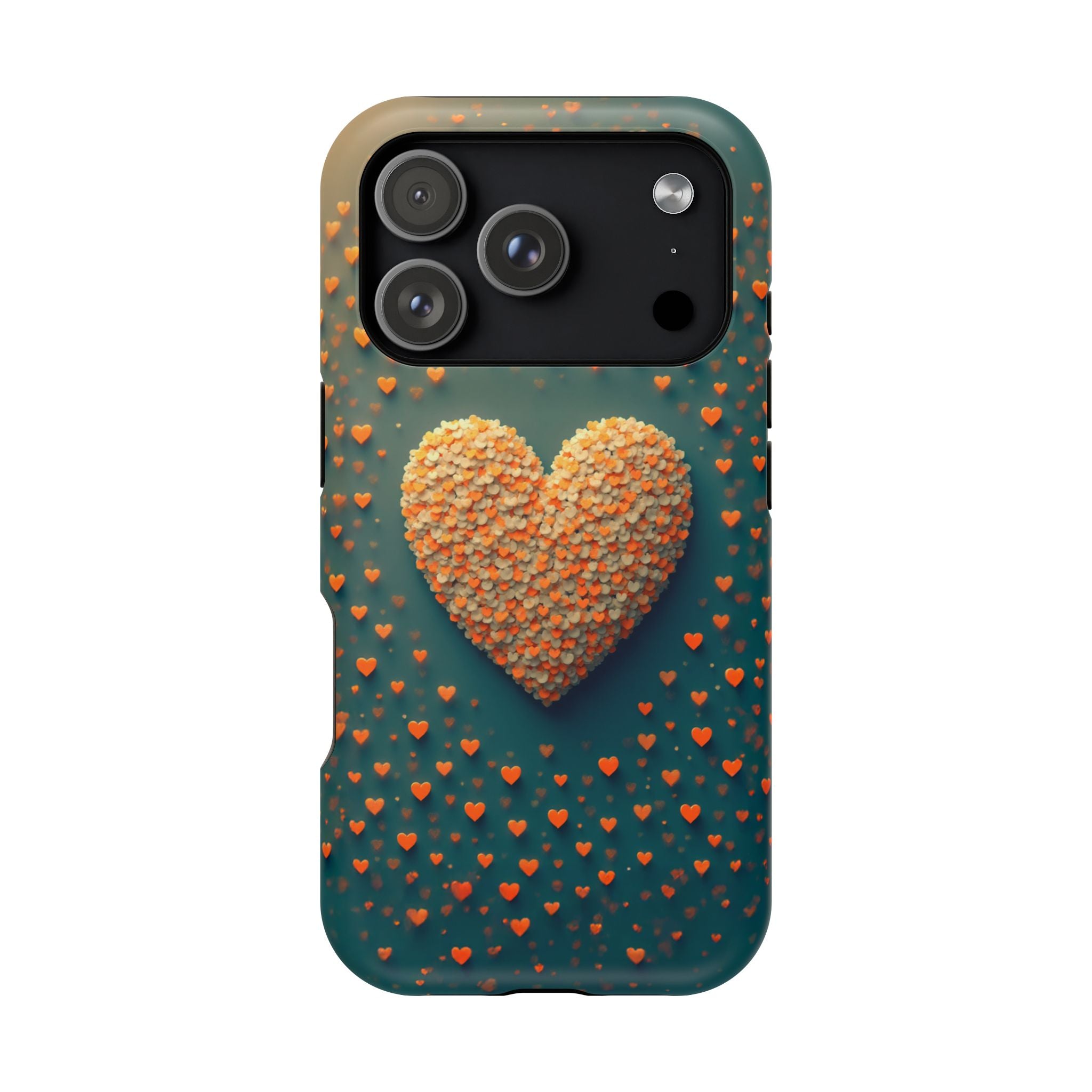 Magnetic Impact-Resistant Phone Case — Textured Heart Confetti Design