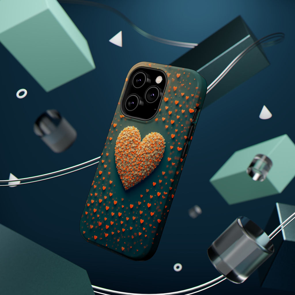 Magnetic Impact-Resistant Phone Case — Textured Heart Confetti Design