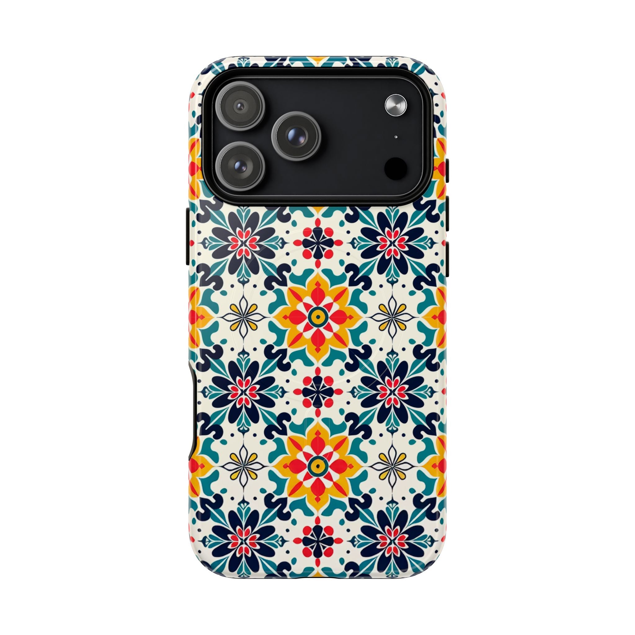 Floral Mosaic Tough Magnetic Phone Case — Colorful Boho Protective Cover