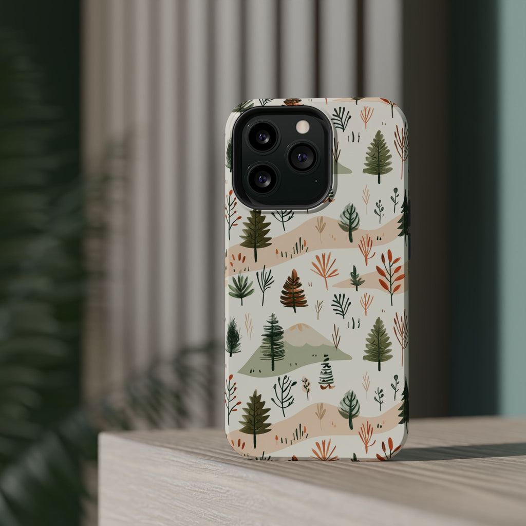 Magnetic Impact-Resistant Phone Case — Woodland Trees Pattern