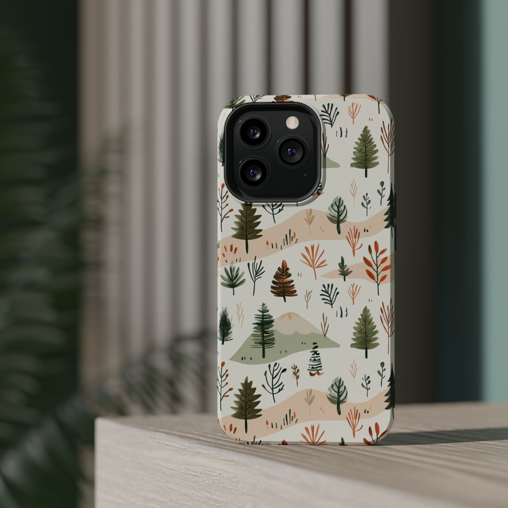 Magnetic Impact-Resistant Phone Case — Woodland Trees Pattern