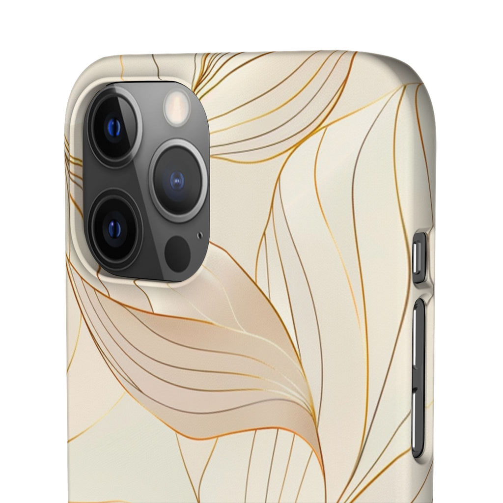 Floral Gold Leaf Phone Case — Elegant Neutral Botanical Snap Case