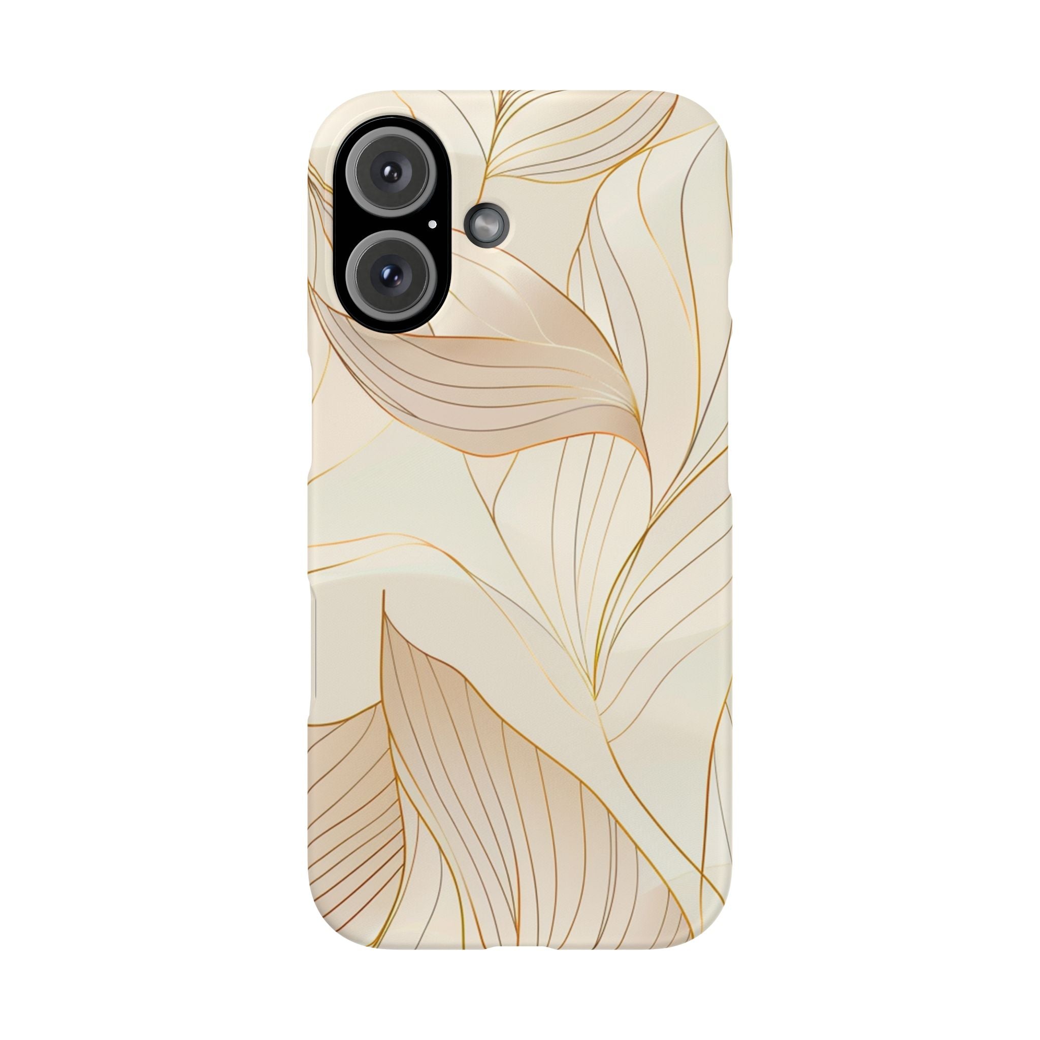 Floral Gold Leaf Phone Case — Elegant Neutral Botanical Snap Case