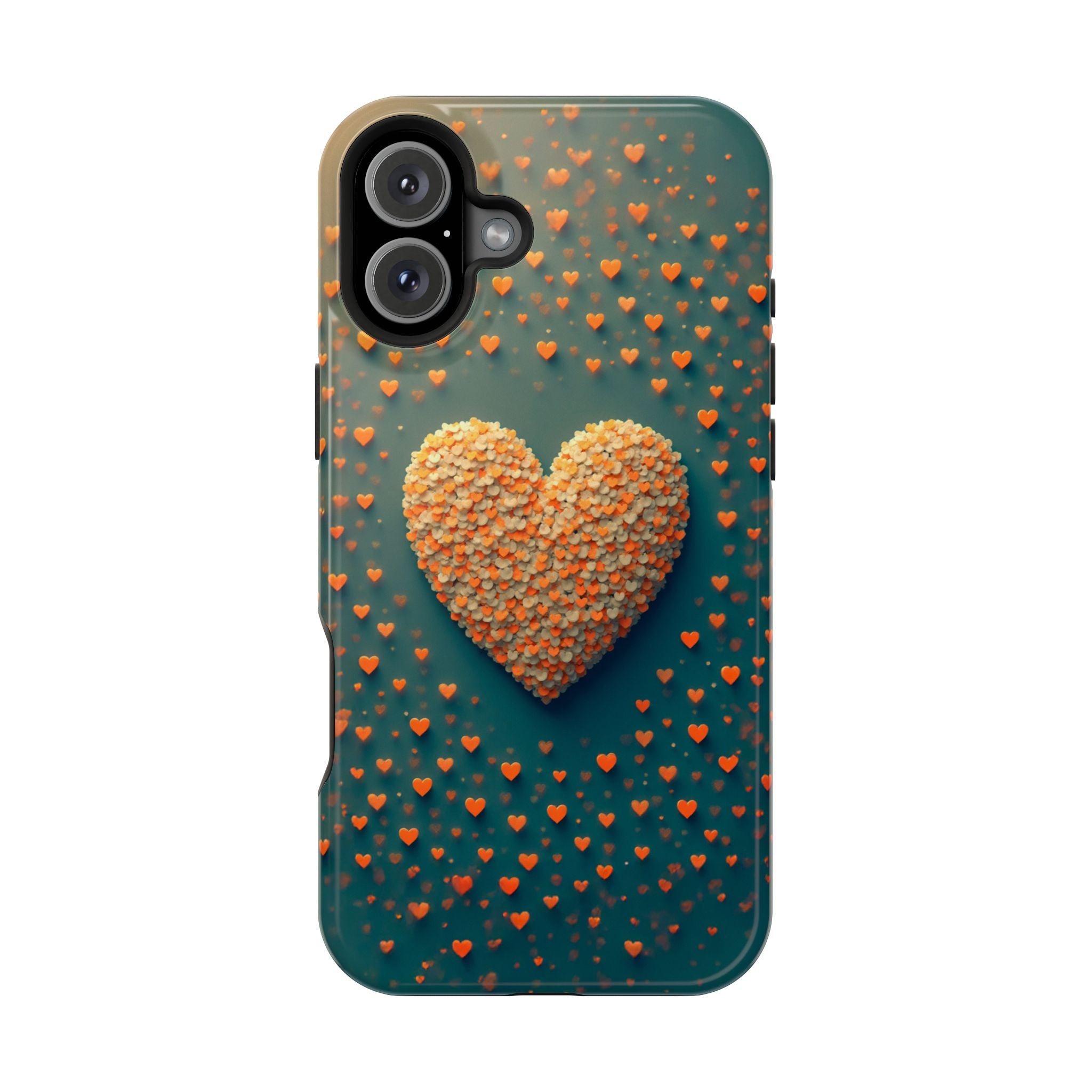 Magnetic Impact-Resistant Phone Case — Textured Heart Confetti Design