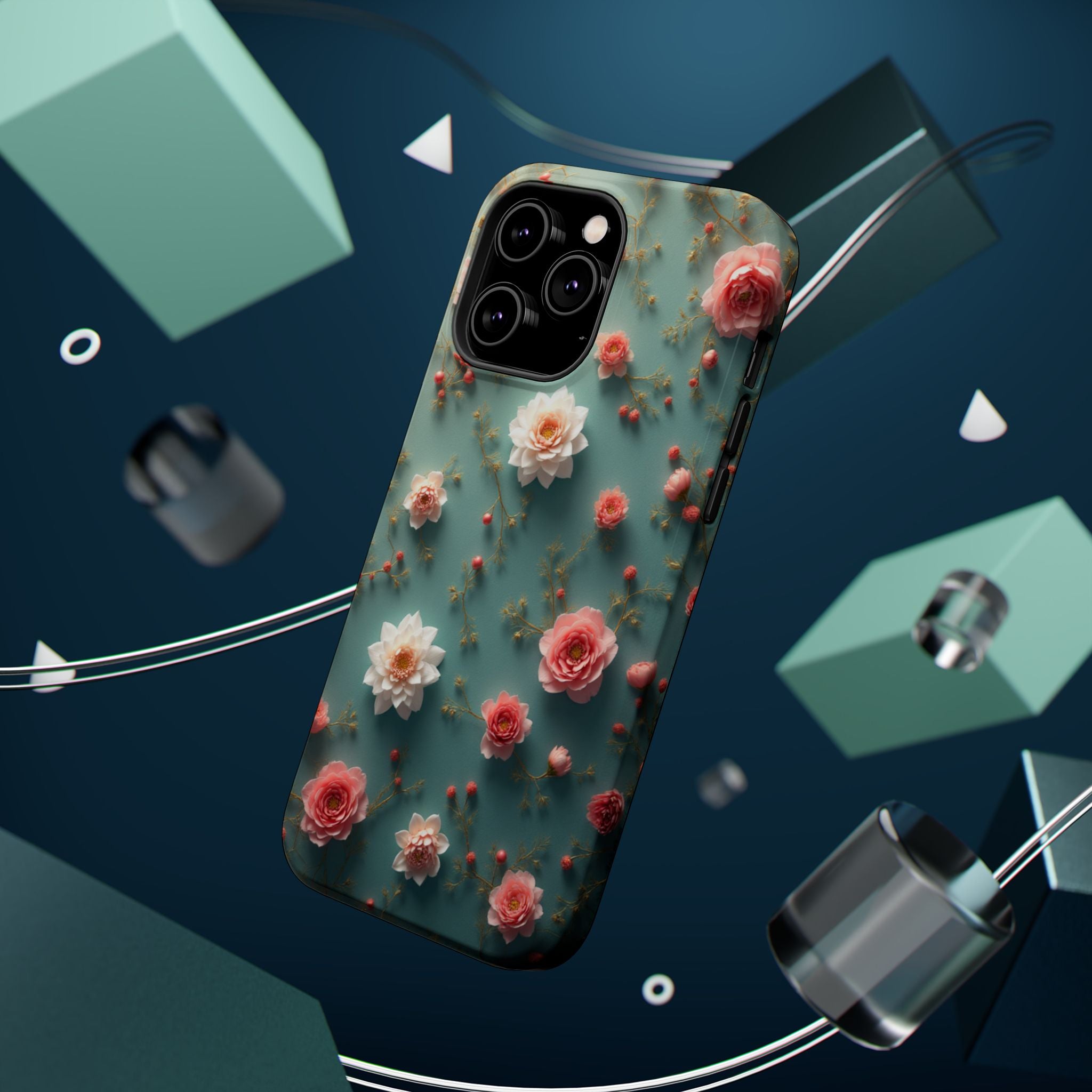 Floral Rose Pattern Magnetic Impact-Resistant Phone Case