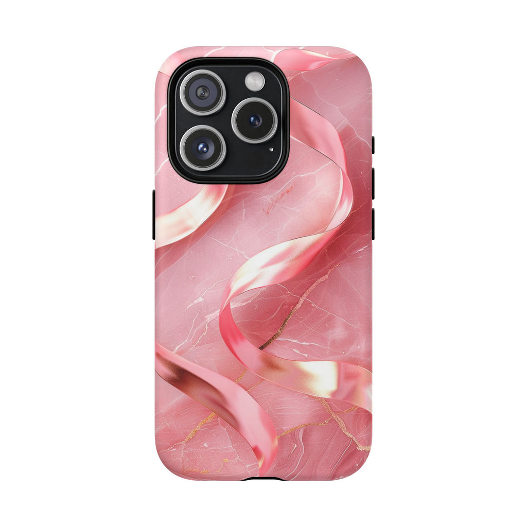 Pink Marble Tough Magnetic Phone Case — Abstract Rose Swirl Magnetic iPhone Cover