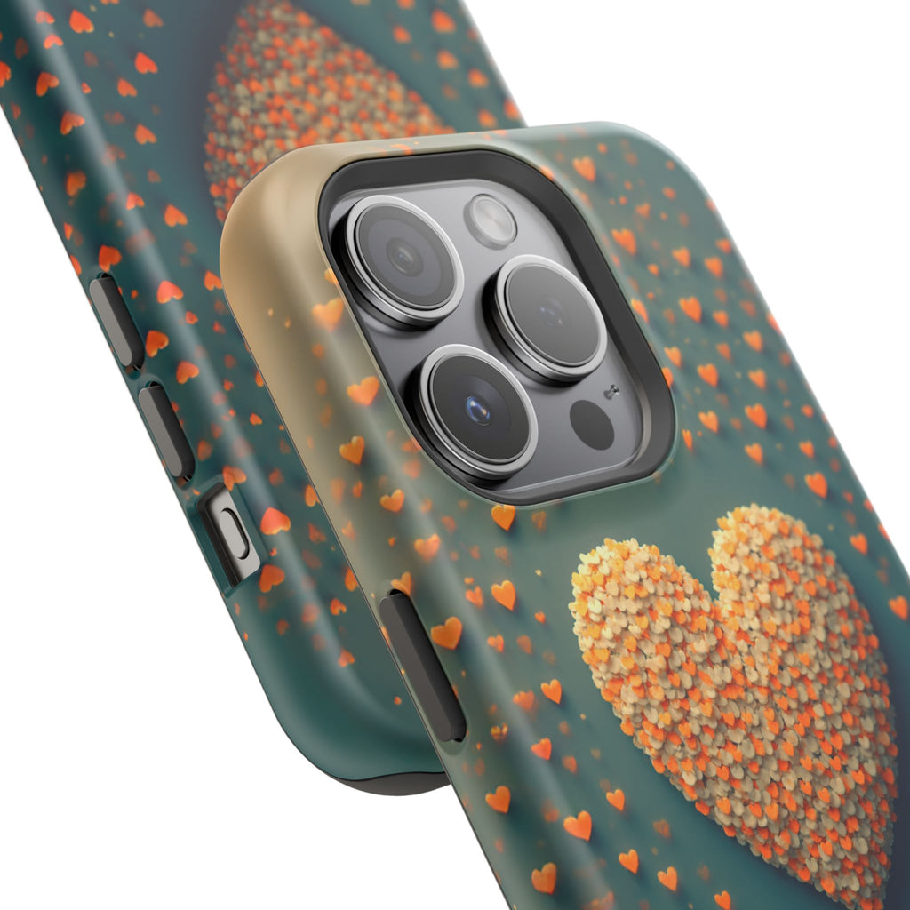 Magnetic Impact-Resistant Phone Case — Textured Heart Confetti Design