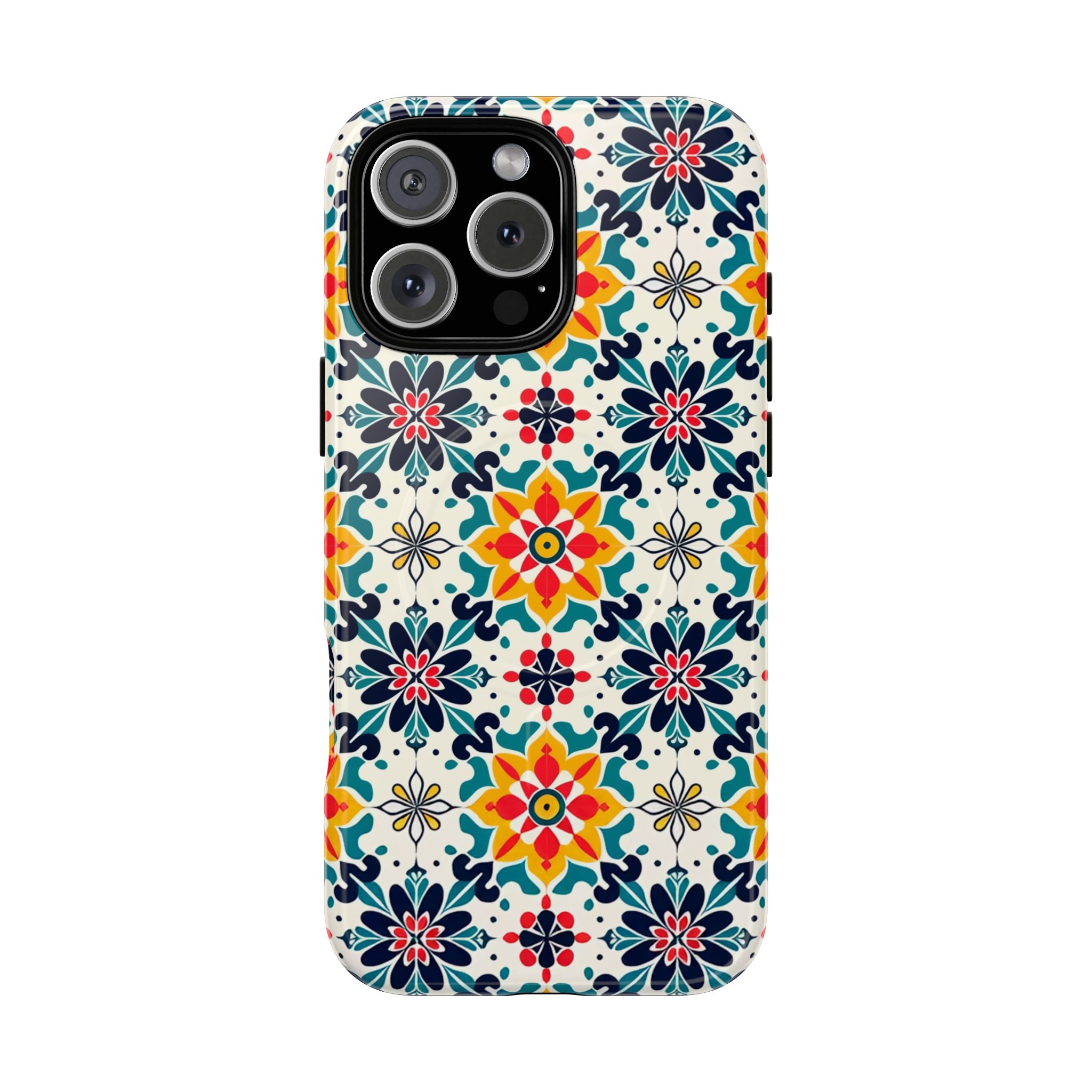 Floral Mosaic Tough Magnetic Phone Case — Colorful Boho Protective Cover