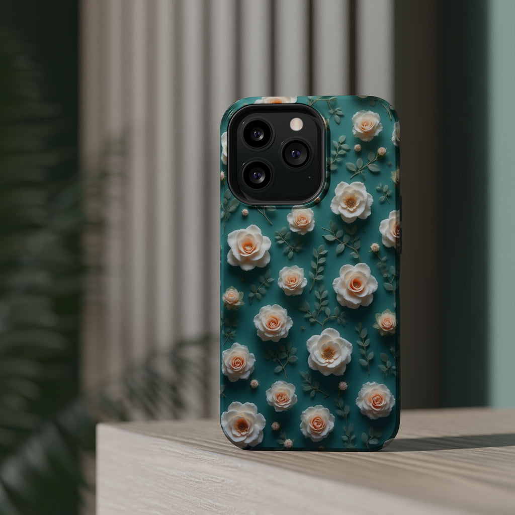 Floral Rose Pattern Magnetic Impact-Resistant Phone Case