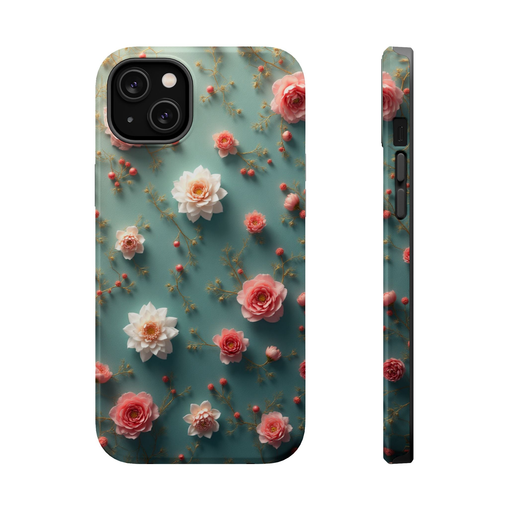 Floral Rose Pattern Magnetic Impact-Resistant Phone Case