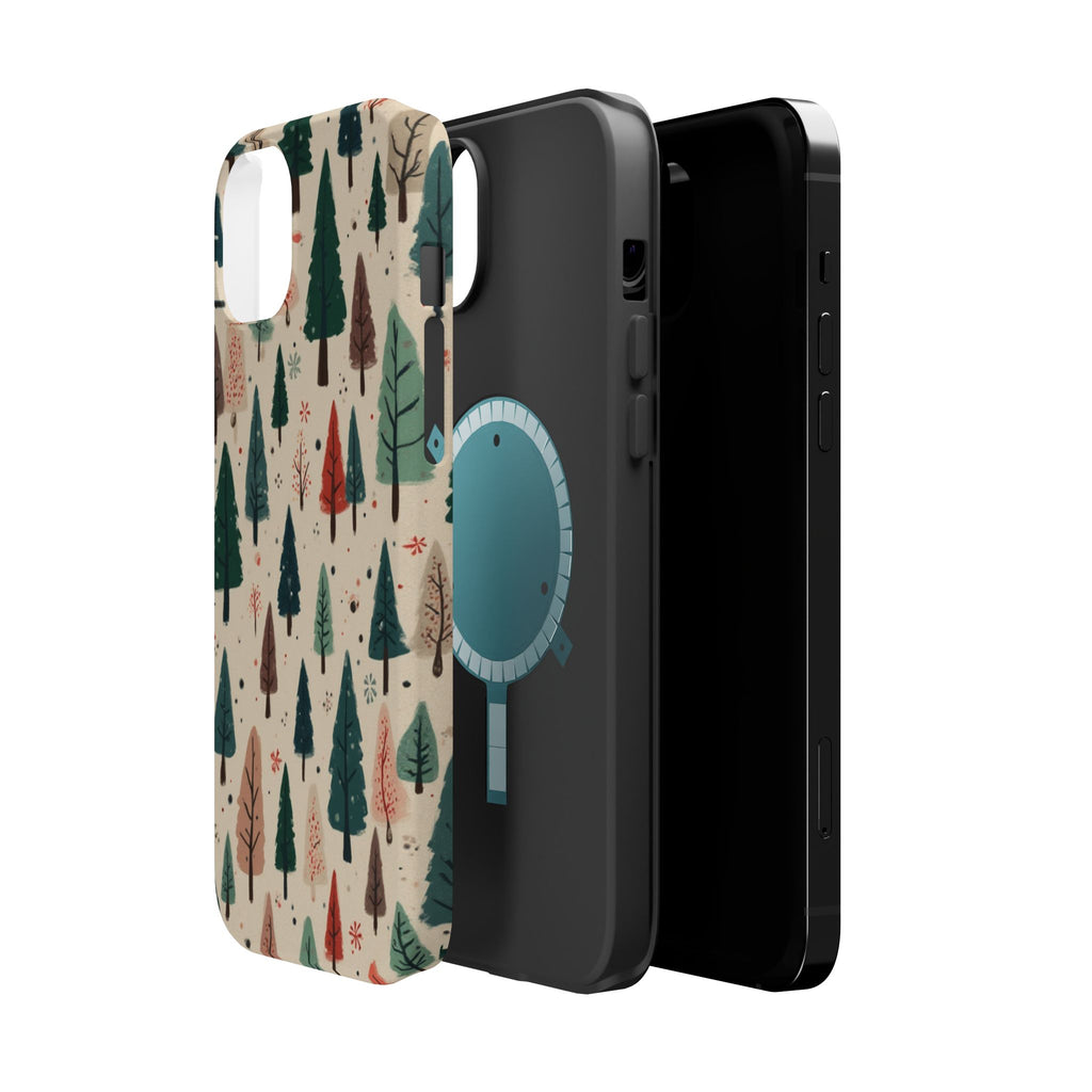 Forest Pattern Magnetic Impact-Resistant Phone Case — Winter Tree Design