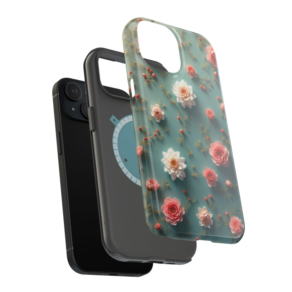 Floral Rose Pattern Magnetic Impact-Resistant Phone Case