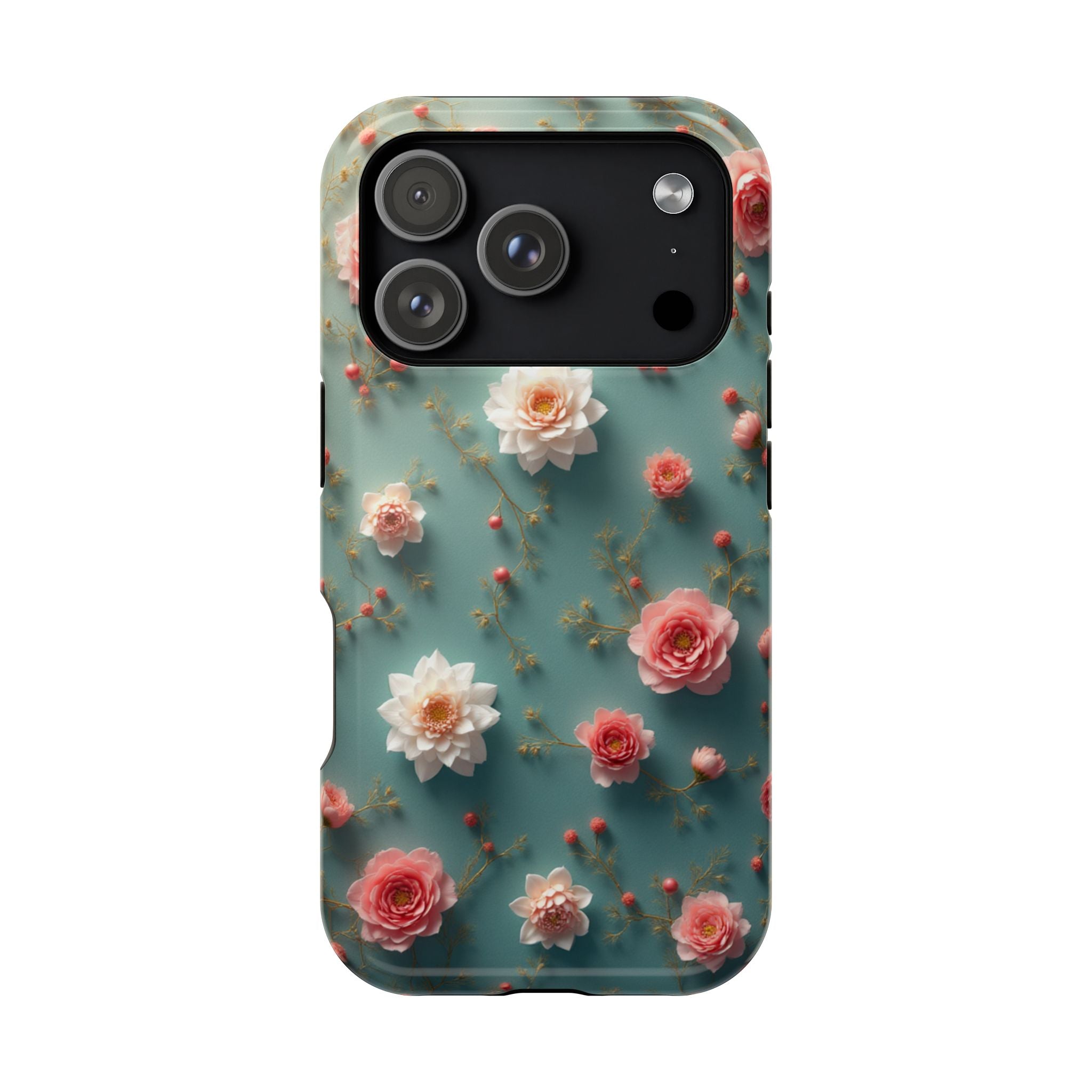 Floral Rose Pattern Magnetic Impact-Resistant Phone Case
