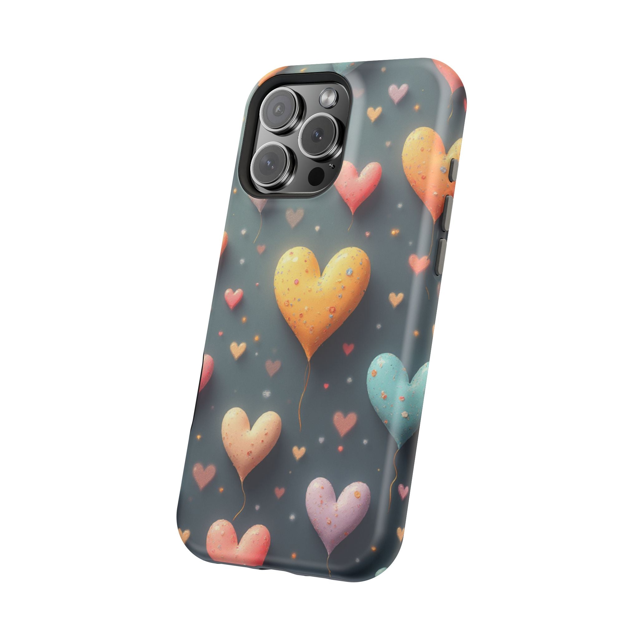Magnetic Impact-Resistant Phone Case — Colorful Floating Heart Design